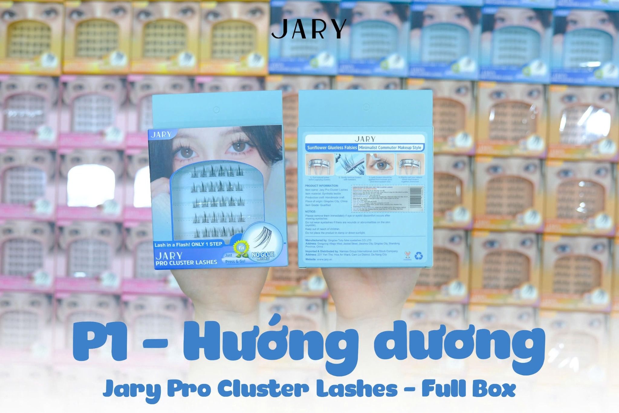 LÔNG MI CỤM CÓ SẴN KEO JARY PRO CLUSTER LASHES HỘP NHỰA 6 HÀNG - P1 HƯỚNG DƯƠNG - FULLBOX