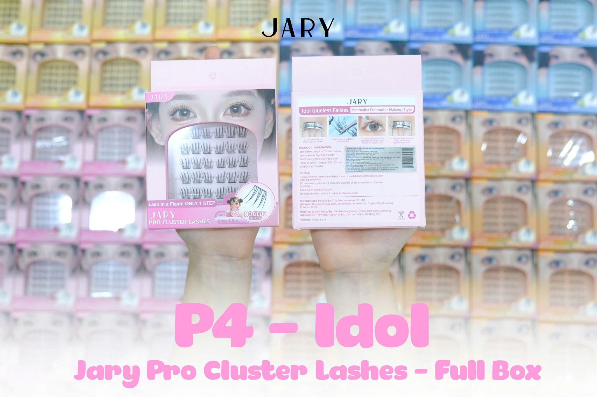 LÔNG MI CỤM CÓ SẴN KEO JARY PRO CLUSTER LASHES HỘP NHỰA 6 HÀNG - P4 IDOL - FULLBOX