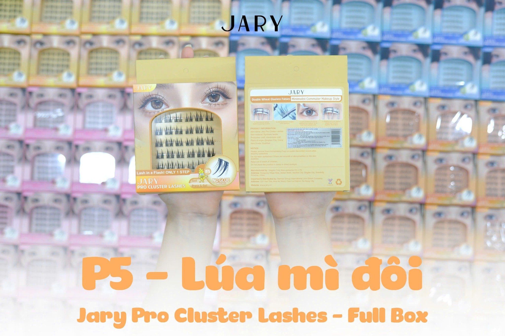 LÔNG MI CỤM CÓ SẴN KEO JARY PRO CLUSTER LASHES HỘP NHỰA 6 HÀNG - P5 LÚA MÌ ĐÔI - FULLBOX