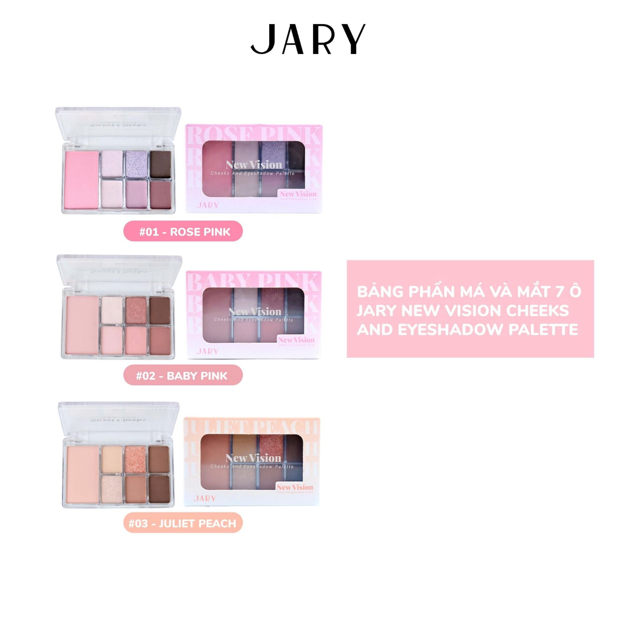 BẢNG PHẤN MÁ VÀ MẮT 7 Ô JARY NEW VISION CHEEKS EYESHADOW PALETTE