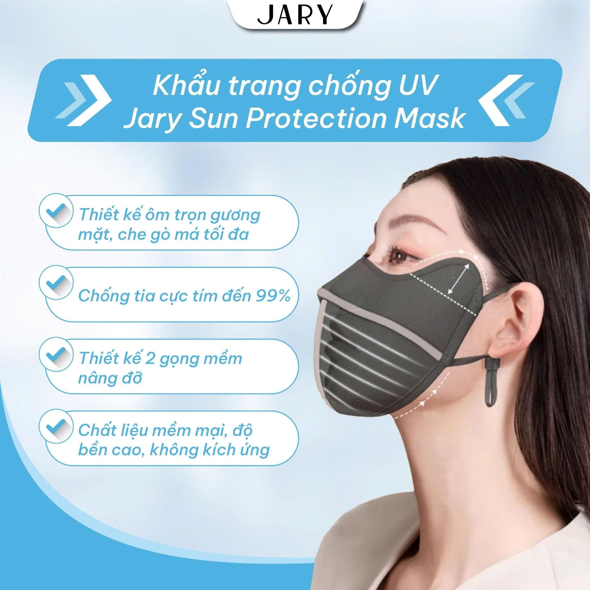 KHẨU TRANG VẢI CHỐNG TIA UV JARY SUN PROTECTION MASK
