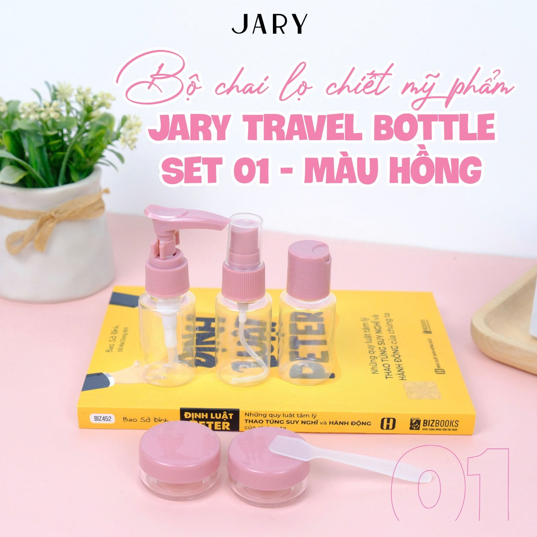 BỘ CHAI LỌ CHIẾT MỸ PHẨM JARY TRAVEL BOTTLE SET - 01 - MÀU HỒNG