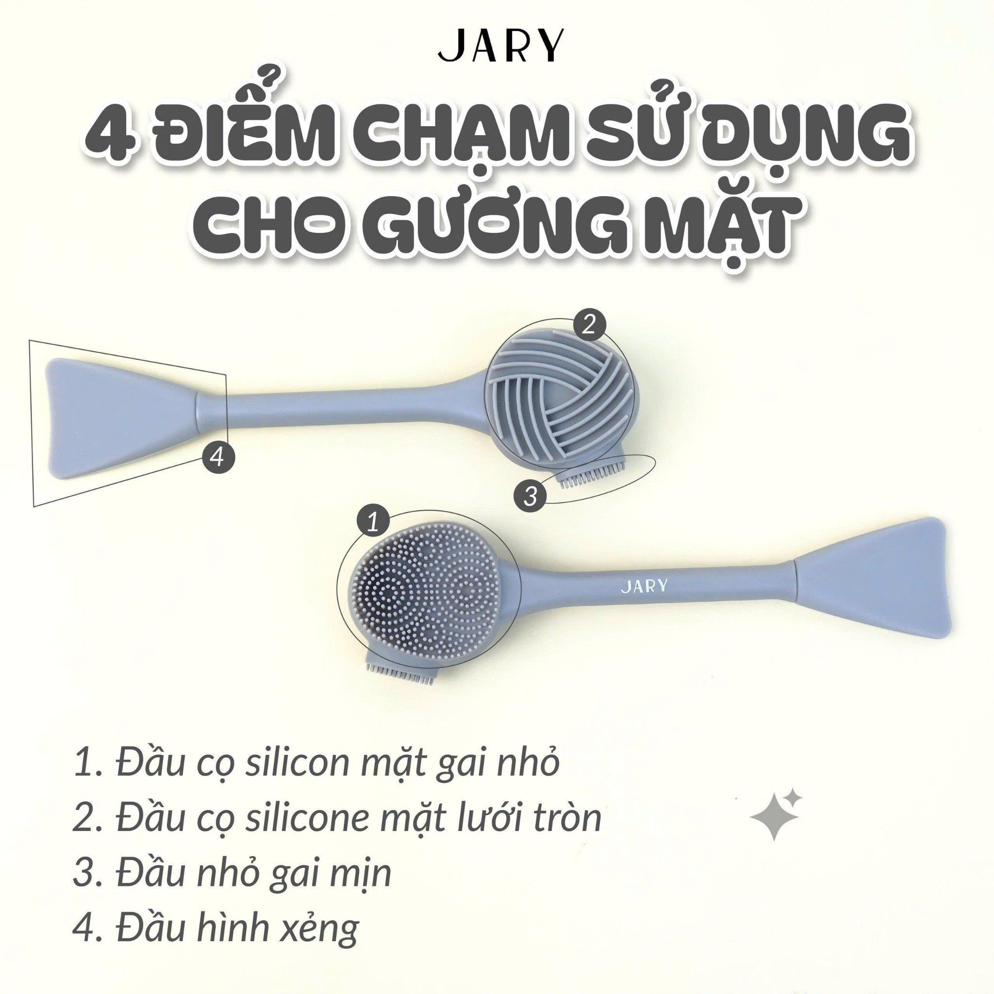 CỌ RỬA MẶT & ĐẮP MẶT NẠ JARY 2-IN-1 SILICONE FACIAL CLEANSING BRUSH