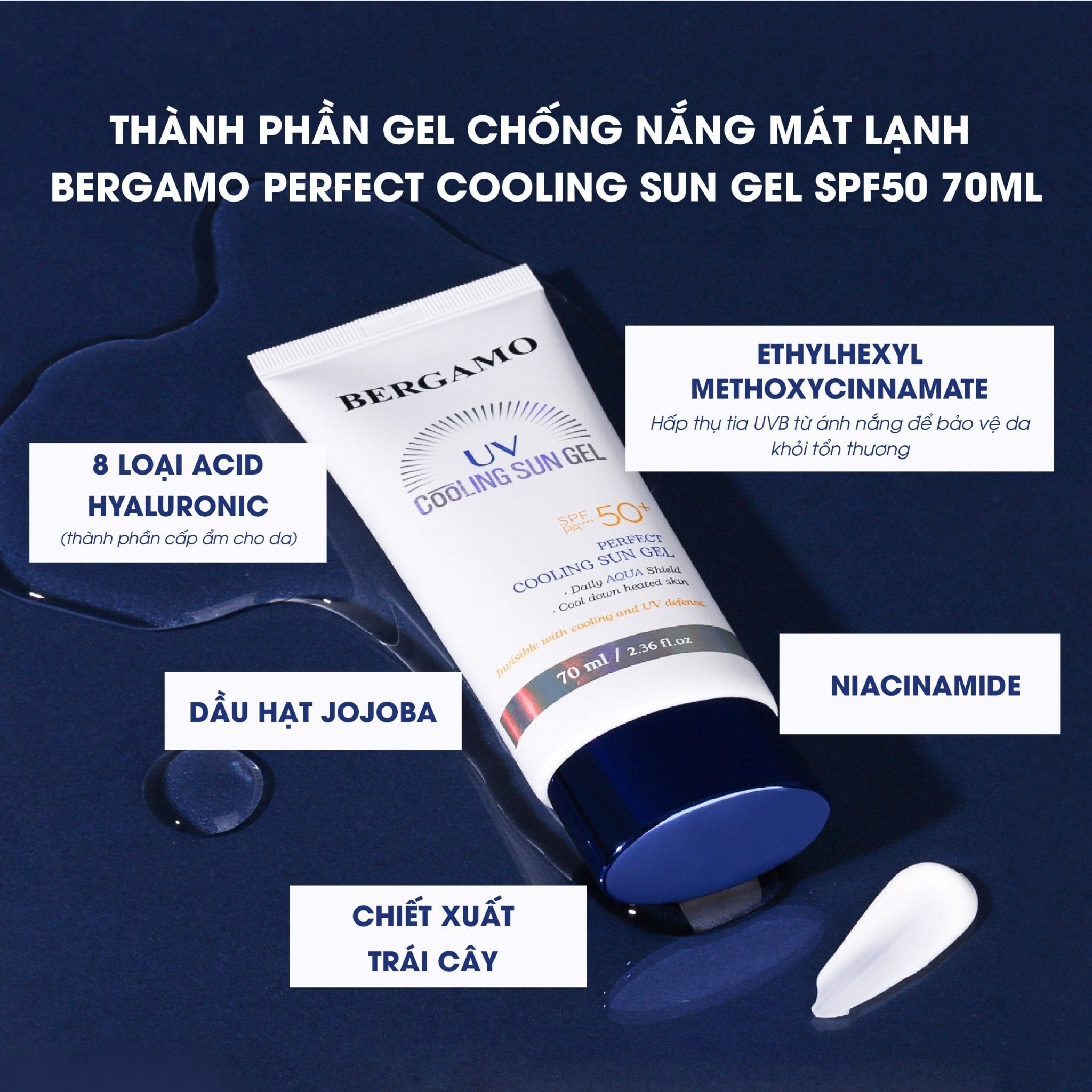 GEL CHỐNG NẮNG MÁT LẠNH BERGAMO PERFECT COOLING SUN GEL SPF50 70ML
