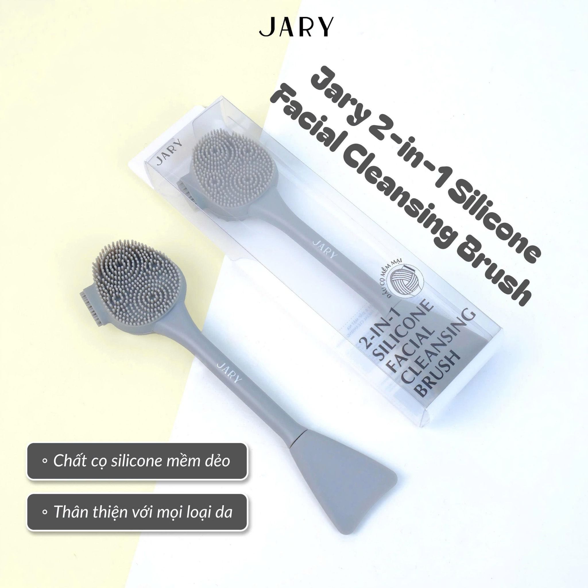 CỌ RỬA MẶT & ĐẮP MẶT NẠ JARY 2-IN-1 SILICONE FACIAL CLEANSING BRUSH