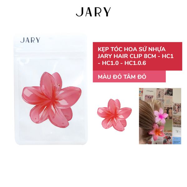 KẸP TÓC HOA SỨ NHỰA JARY HAIR CLIP - HC1 - HC1.0 - HC1.0.6 - MÀU ĐỎ TÂM ĐỎ - 8CM