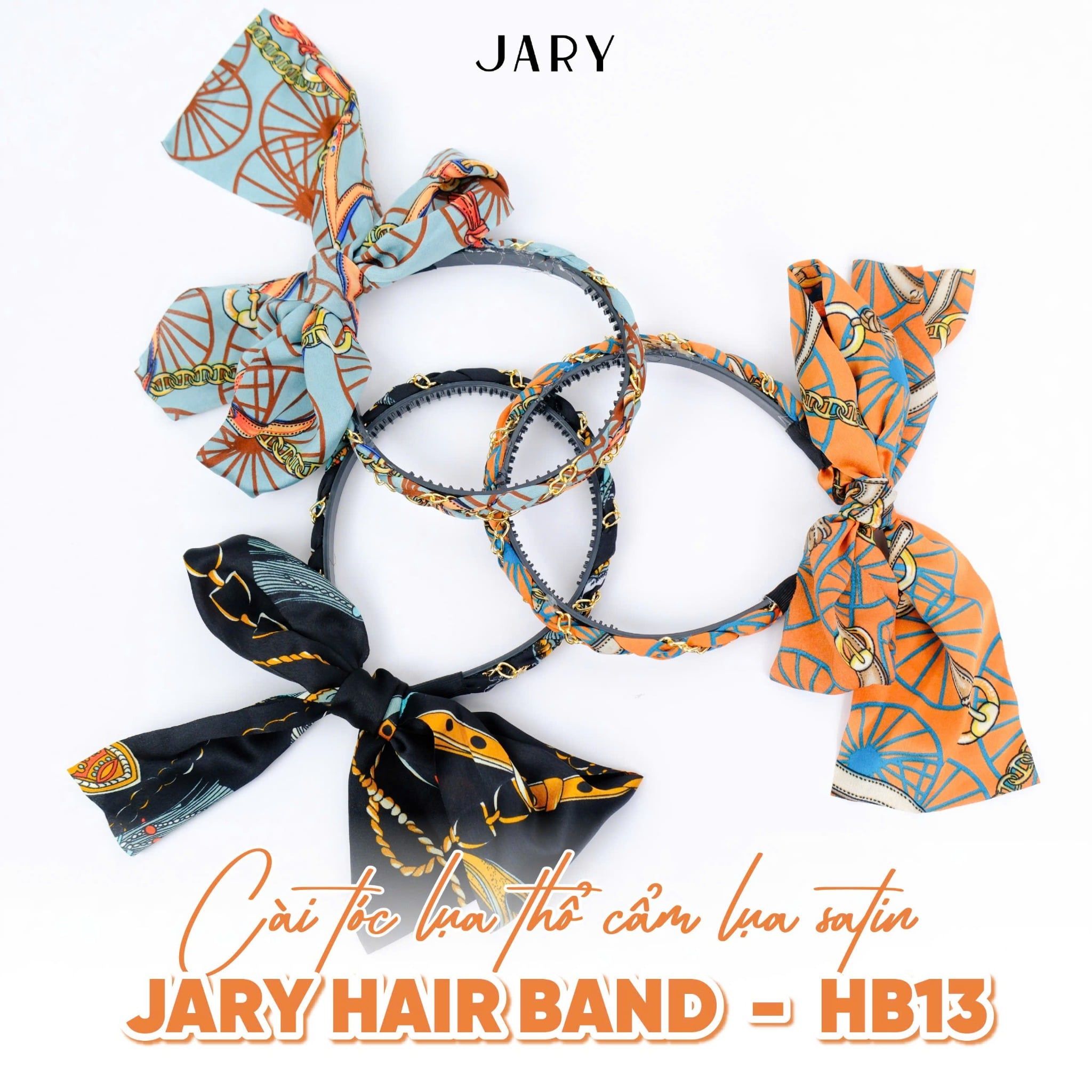CÀI TÓC LỤA THỔ CẨM LỤA SATIN JARY HAIR BAND - HB13 - MÀU CAM