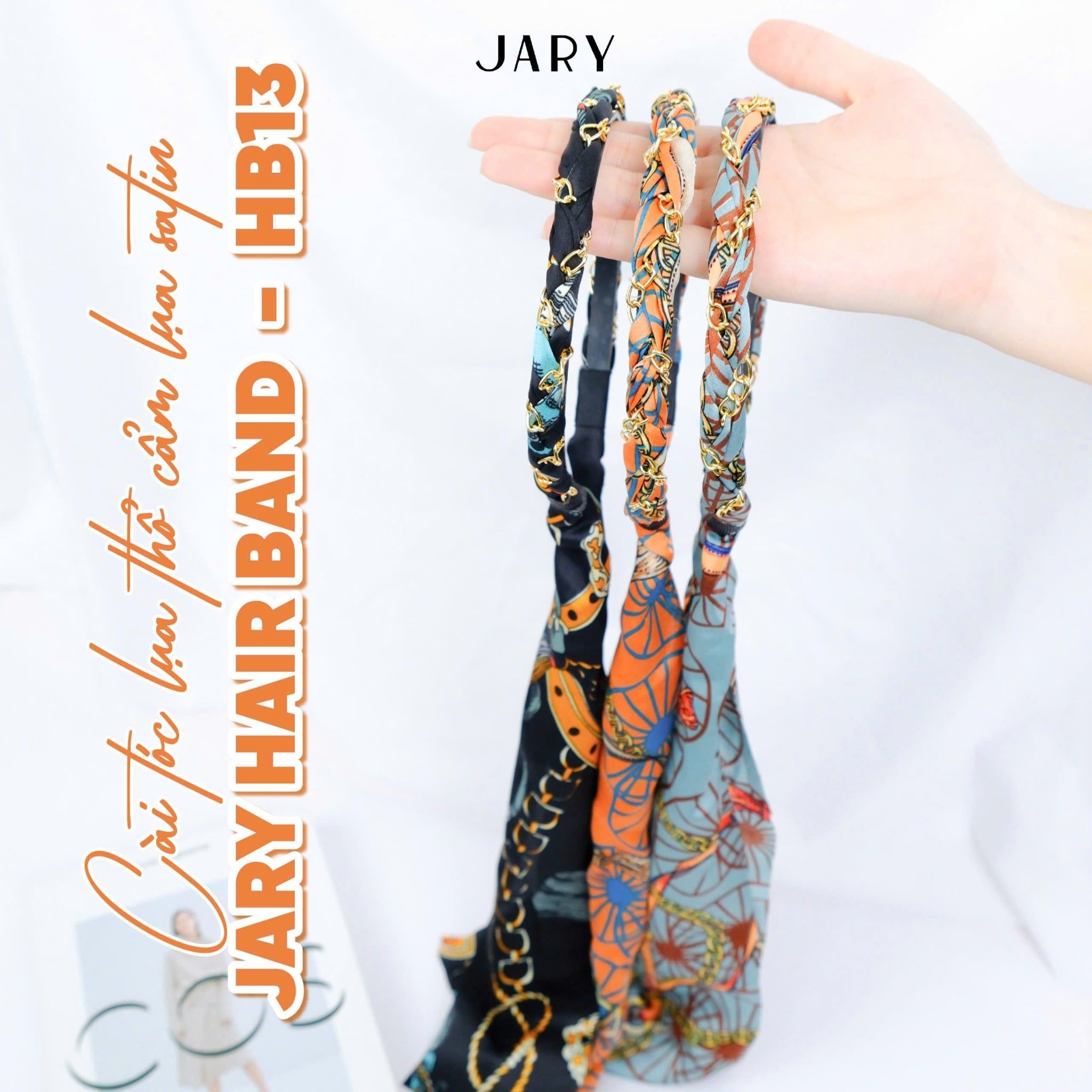 CÀI TÓC LỤA THỔ CẨM LỤA SATIN JARY HAIR BAND - HB13 - MÀU CAM