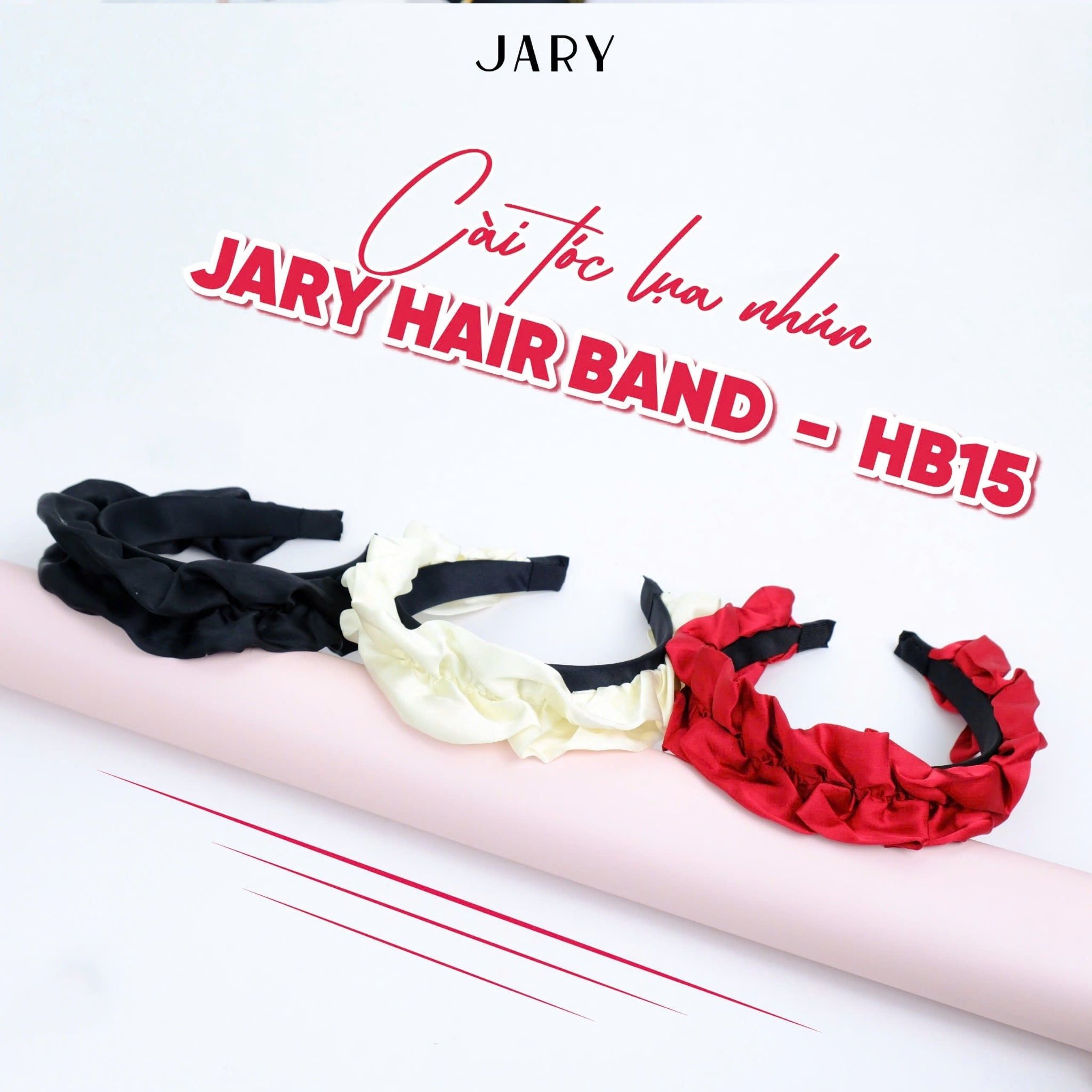CÀI TÓC LỤA NHÚN JARY HAIR BAND -  HB15 - MÀU TRẮNG