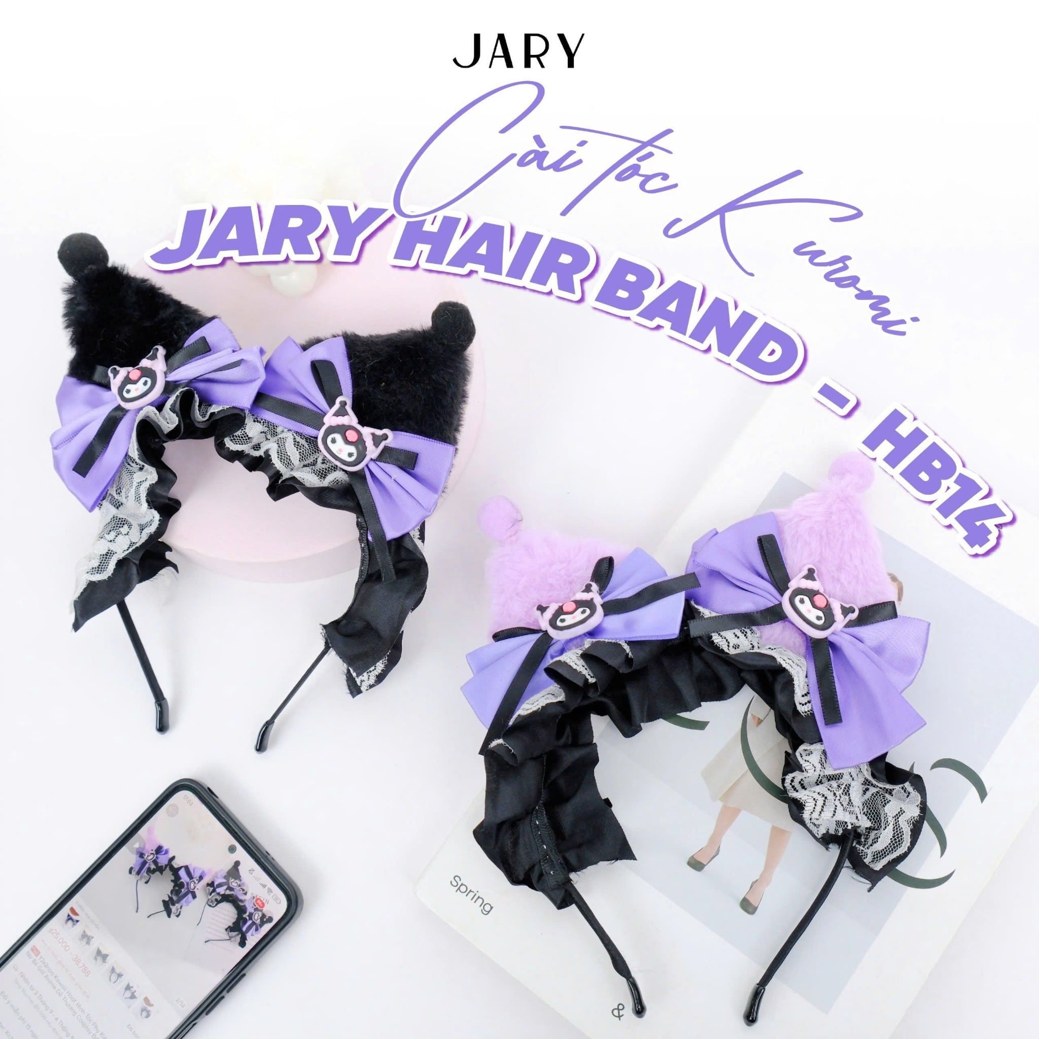 CÀI TÓC KUROMI JARY HAIR BAND - HB14 - MÀU HỒNG