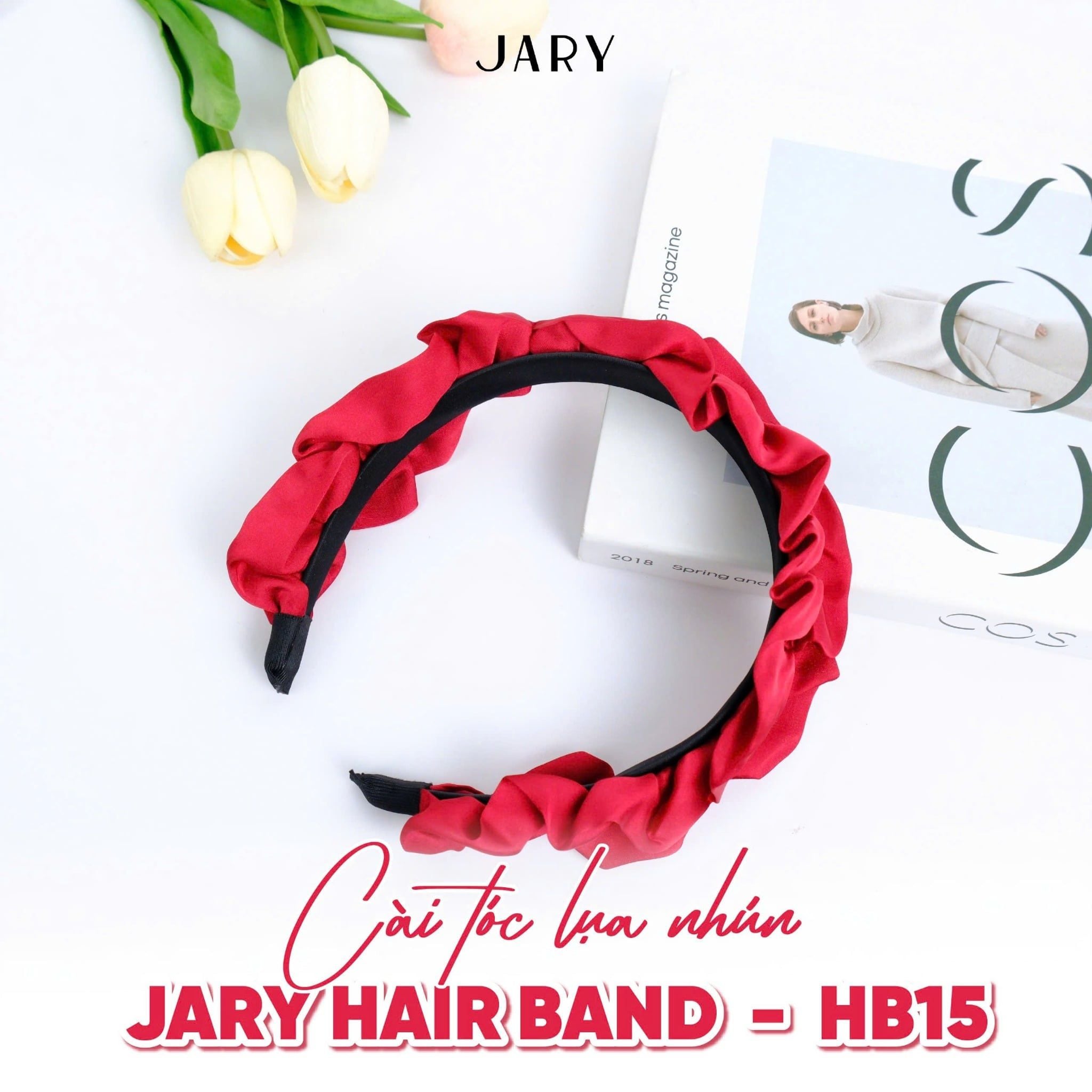 CÀI TÓC LỤA NHÚN JARY HAIR BAND -  HB15 - MÀU TRẮNG
