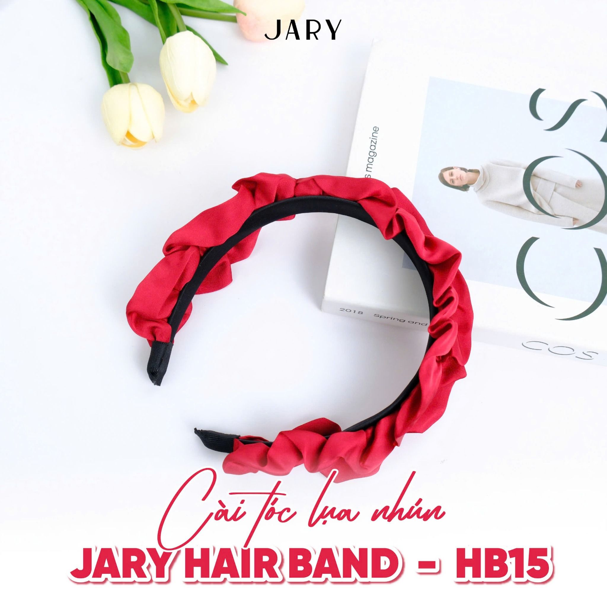CÀI TÓC LỤA NHÚN JARY HAIR BAND -  HB15 - MÀU ĐỎ