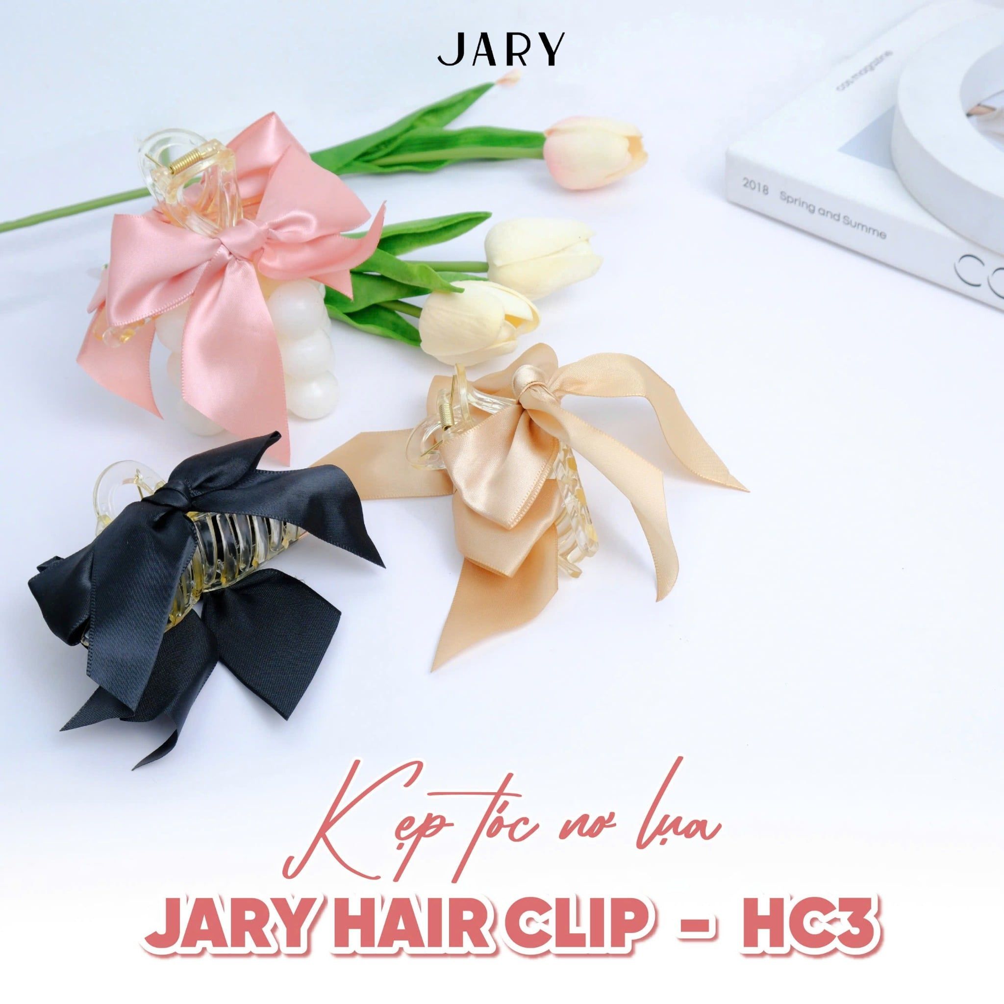 KẸP TÓC NƠ LỤA JARY HAIR CLIP - HC3 - MÀU HỒNG