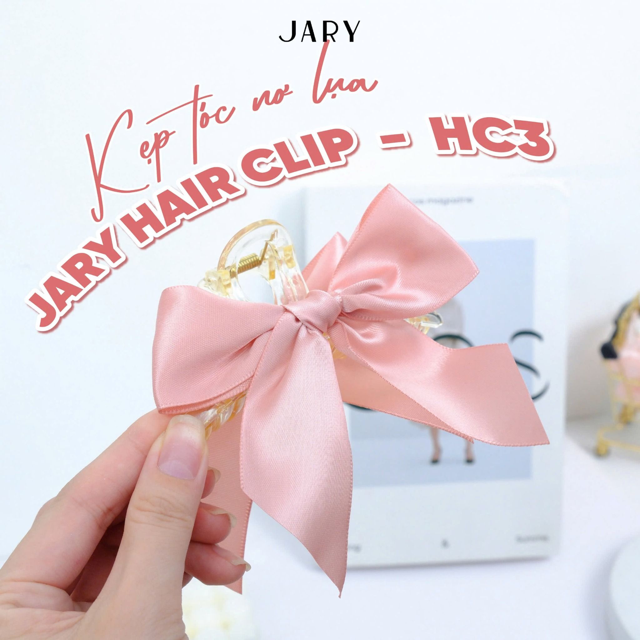 KẸP TÓC NƠ LỤA JARY HAIR CLIP - HC3 - MÀU BE