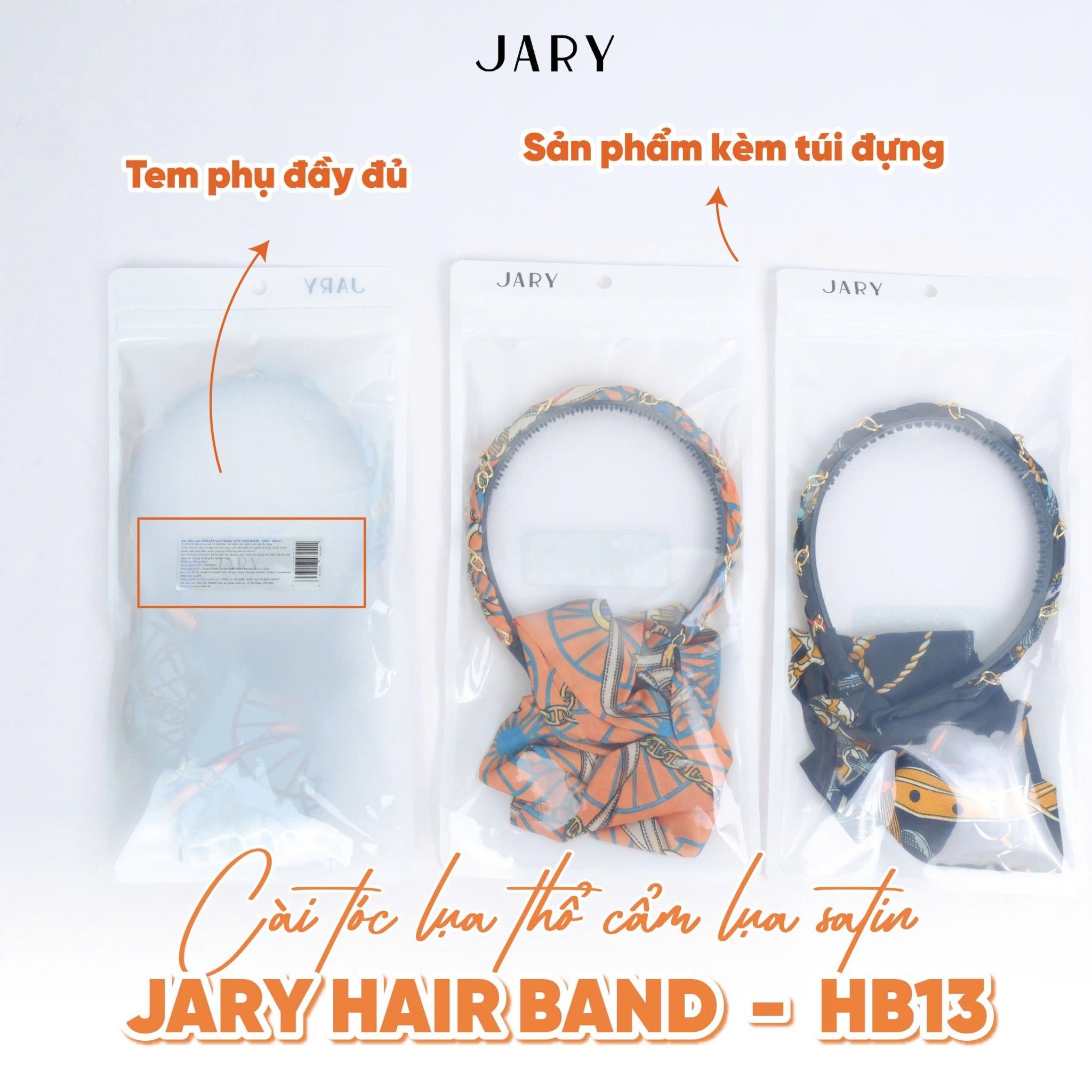 CÀI TÓC LỤA THỔ CẨM LỤA SATIN JARY HAIR BAND - HB13 - MÀU CAM
