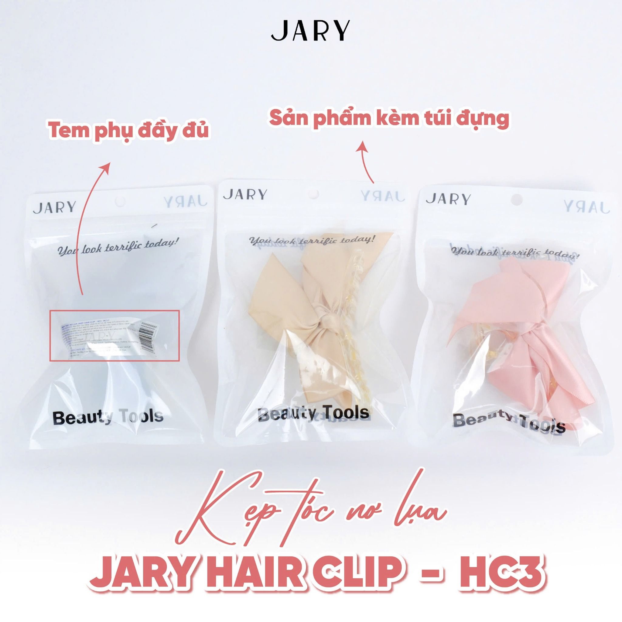 KẸP TÓC NƠ LỤA JARY HAIR CLIP - HC3 - MÀU TRẮNG