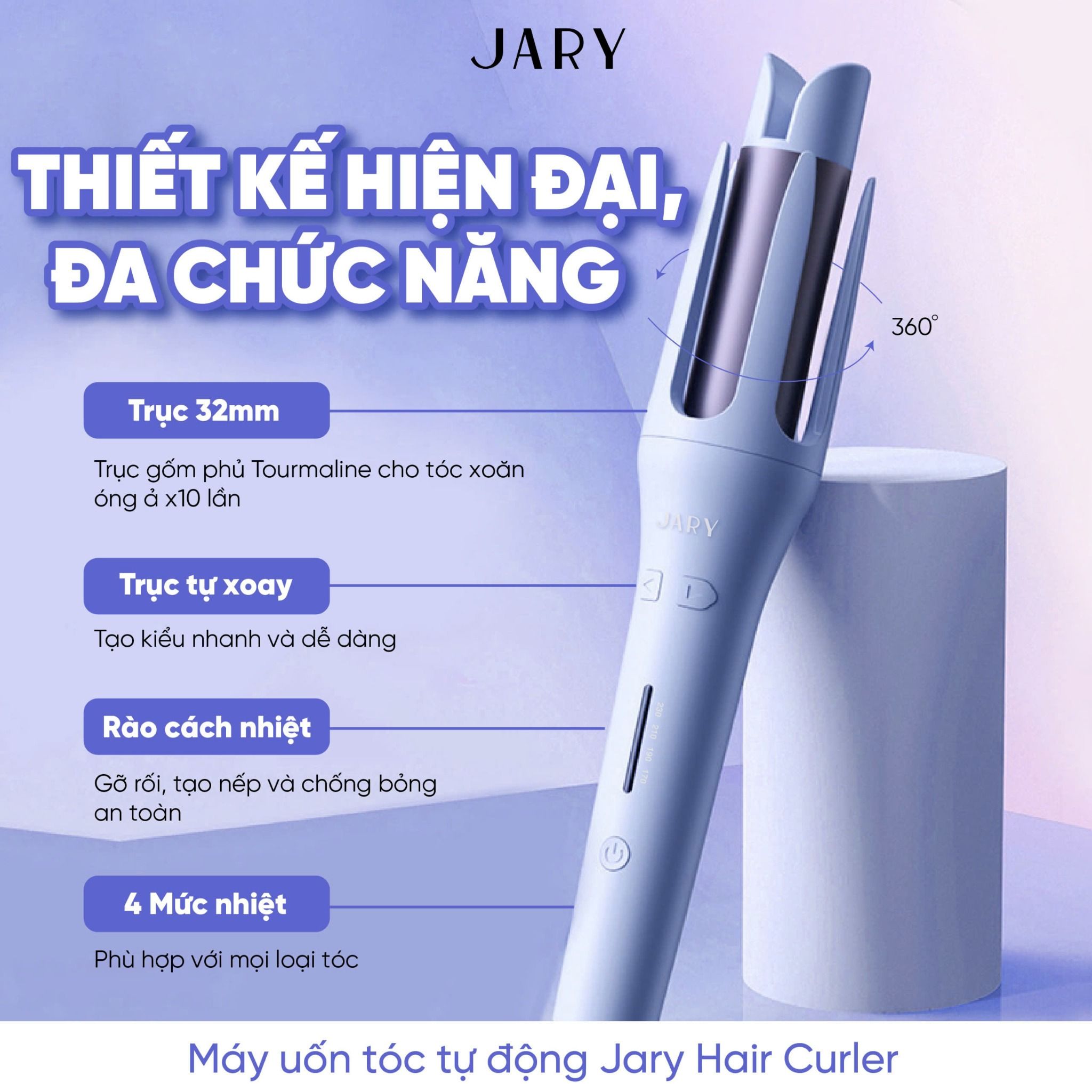 MÁY UỐN TÓC TỰ ĐỘNG JARY HAIR CURLER - TONE XANH TÍM