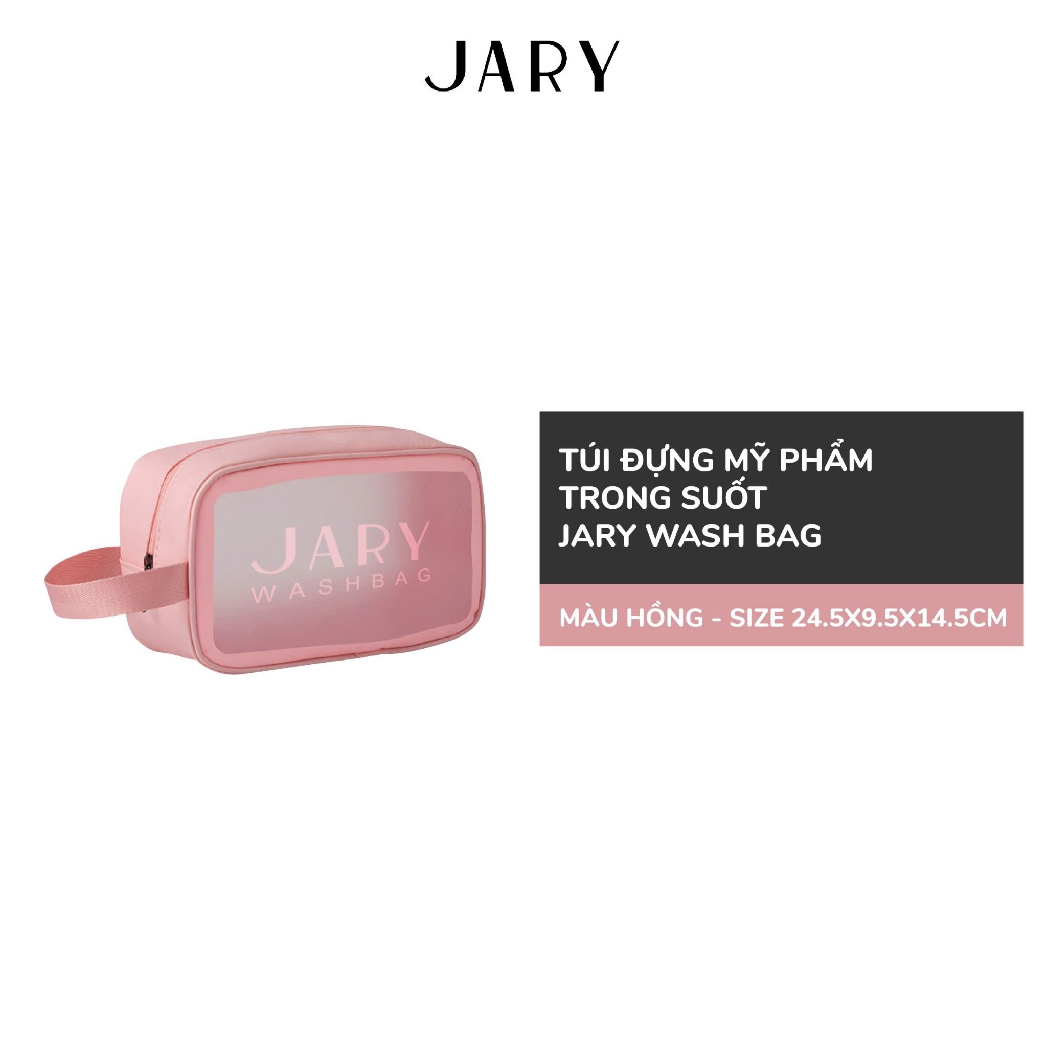 TÚI ĐỰNG MỸ PHẨM TRONG SUỐT JARY WASH BAG - MÀU HỒNG - SIZE M