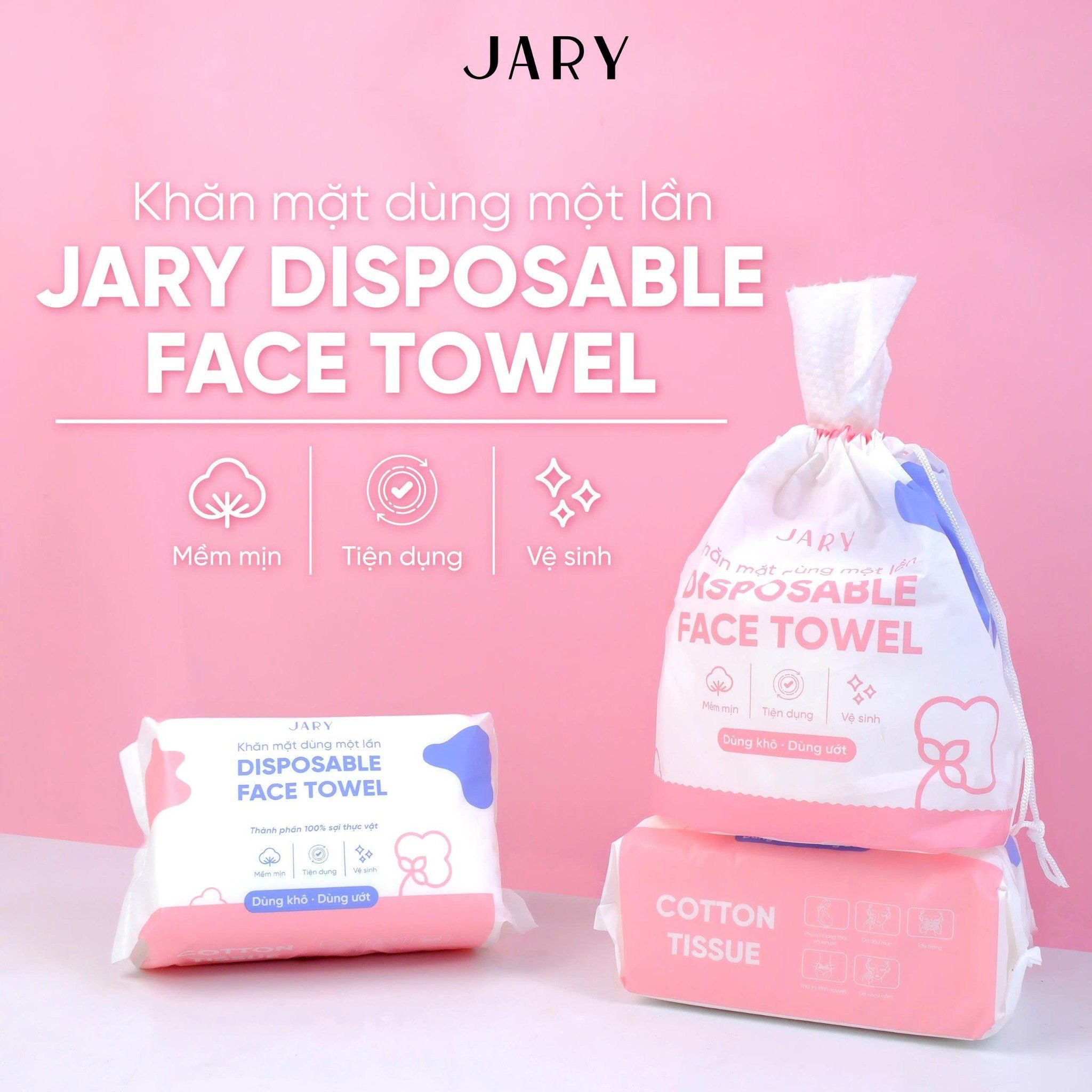 KHĂN MẶT DÙNG MỘT LẦN JARY DISPOSABLE FACE TOWEL - DẠNG RÚT