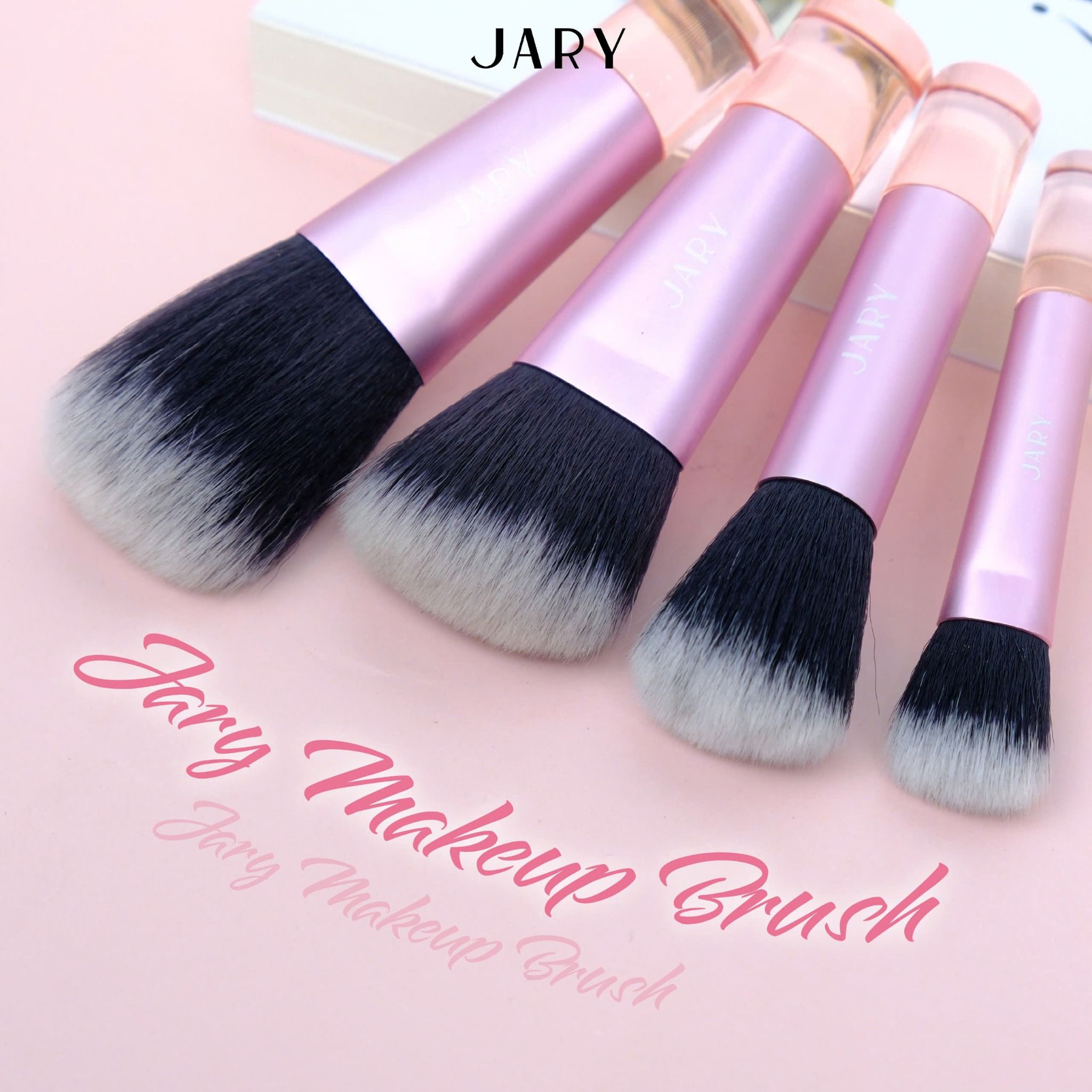BỘ CỌ TRANG ĐIỂM JARY MAKEUP BRUSH - SET 10 CÂY - MÀU HỒNG + TÚI ĐỰNG DA PU