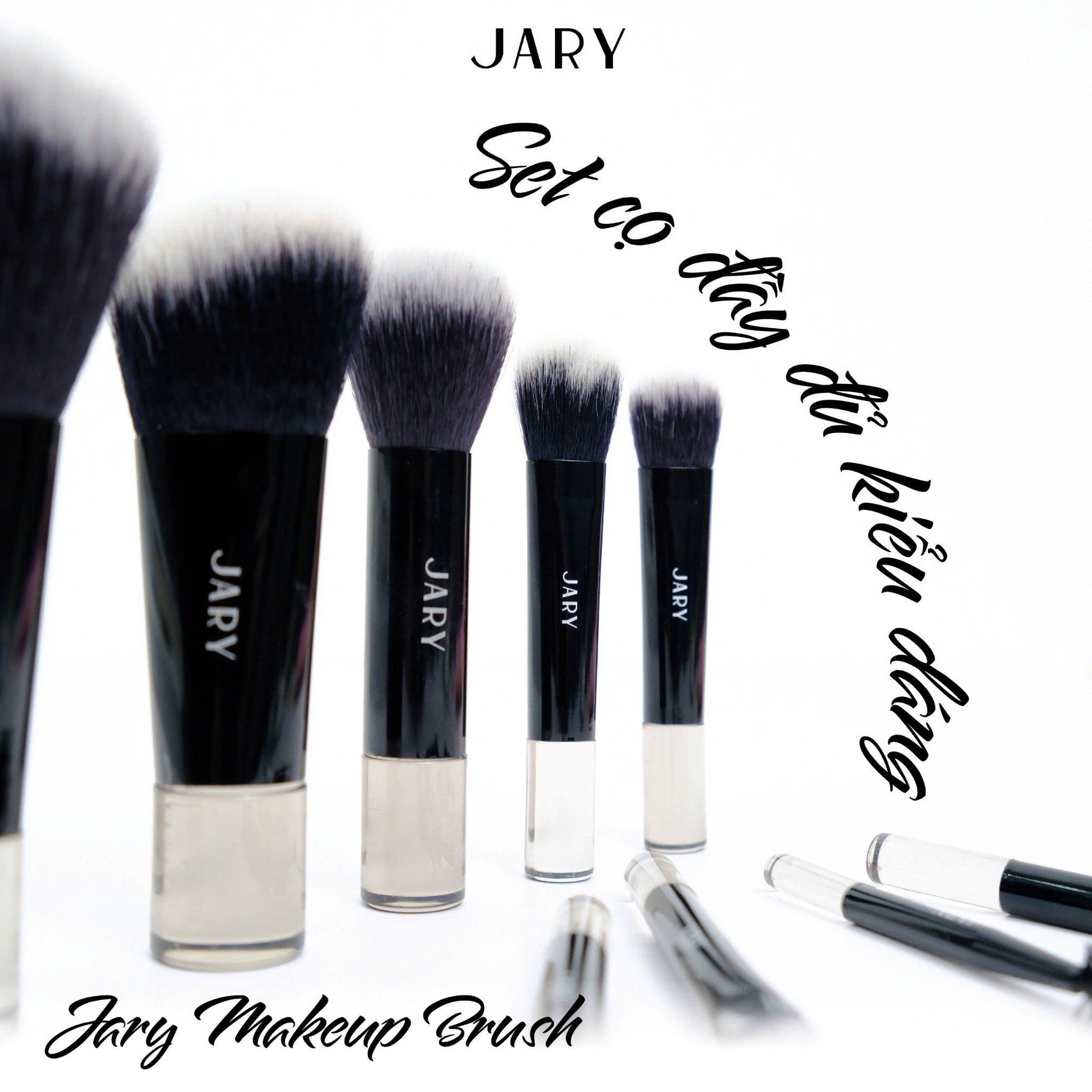 BỘ CỌ TRANG ĐIỂM JARY MAKEUP BRUSH - SET 10 CÂY - MÀU ĐEN + TÚI ĐỰNG DA PU