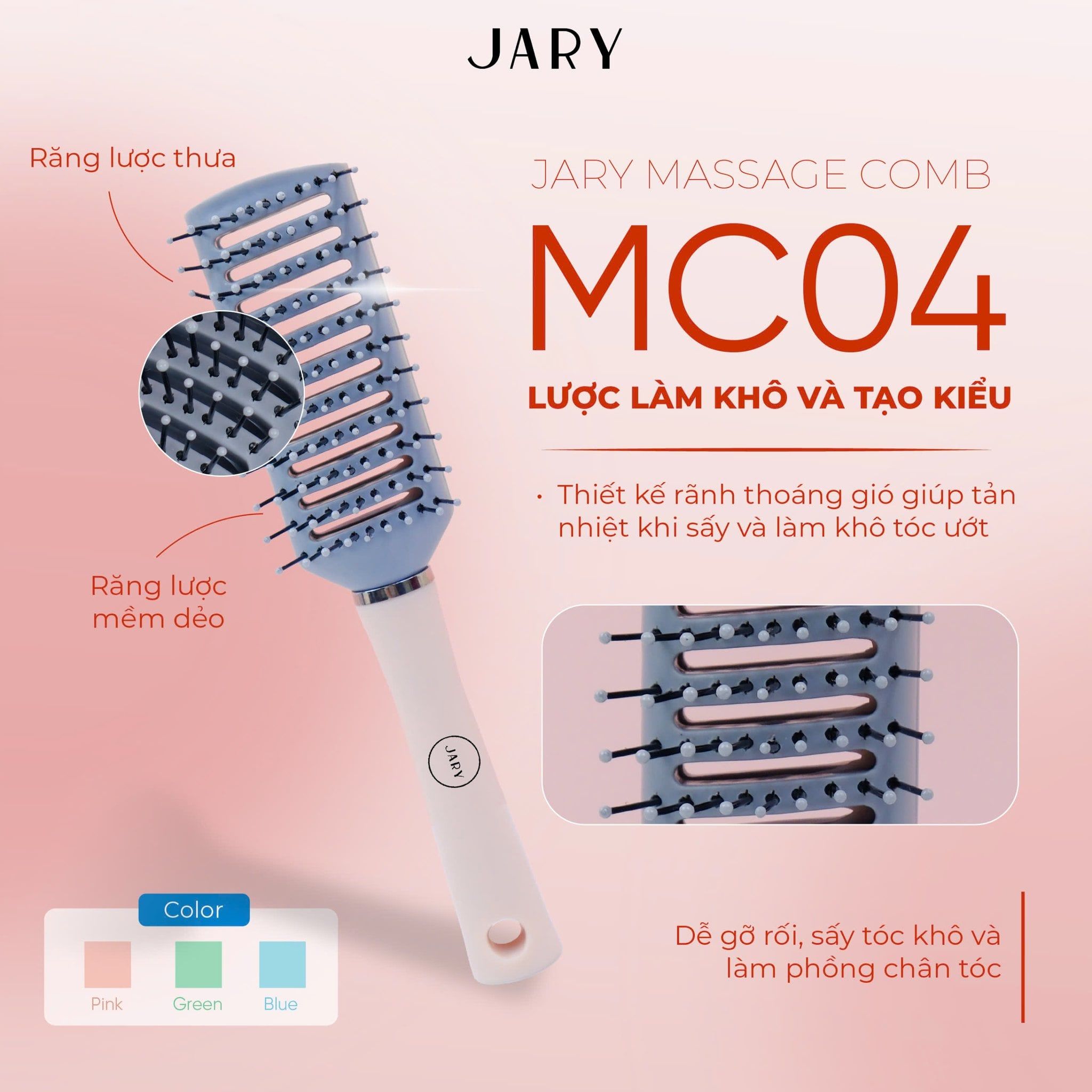 LƯỢC CHẢI TÓC MASSAGE JARY MASSAGE COMB - MC04