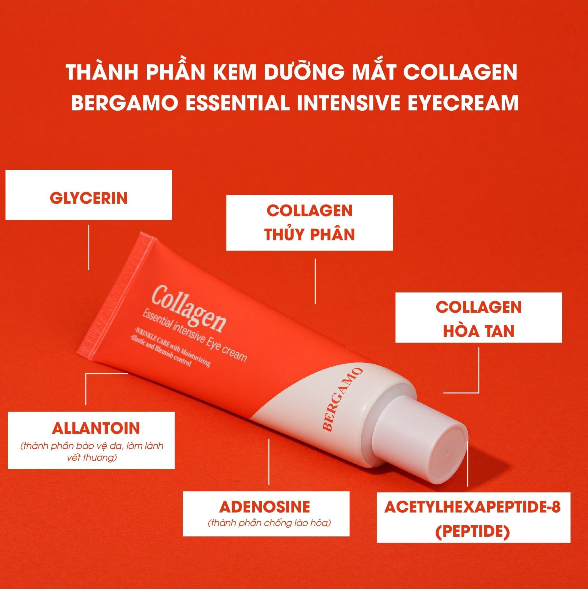 KEM DƯỠNG MẮT COLLAGEN BERGAMO COLLAGEN ESSENTIAL INTENSIVE EYE CREAM 100G