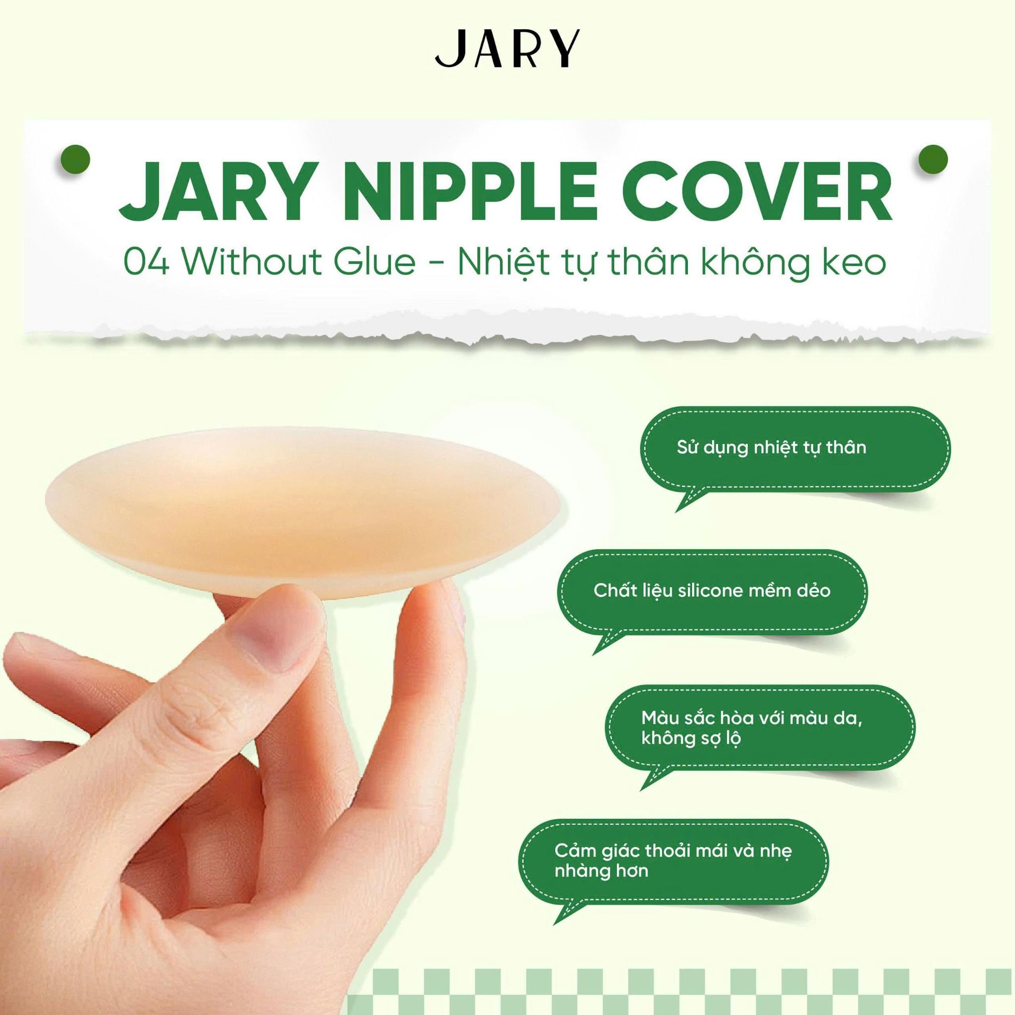 MIẾNG DÁN NGỰC SILICONE JARY NIPPLE COVERS - 04 - NHIỆT TỰ THÂN KHÔNG KEO