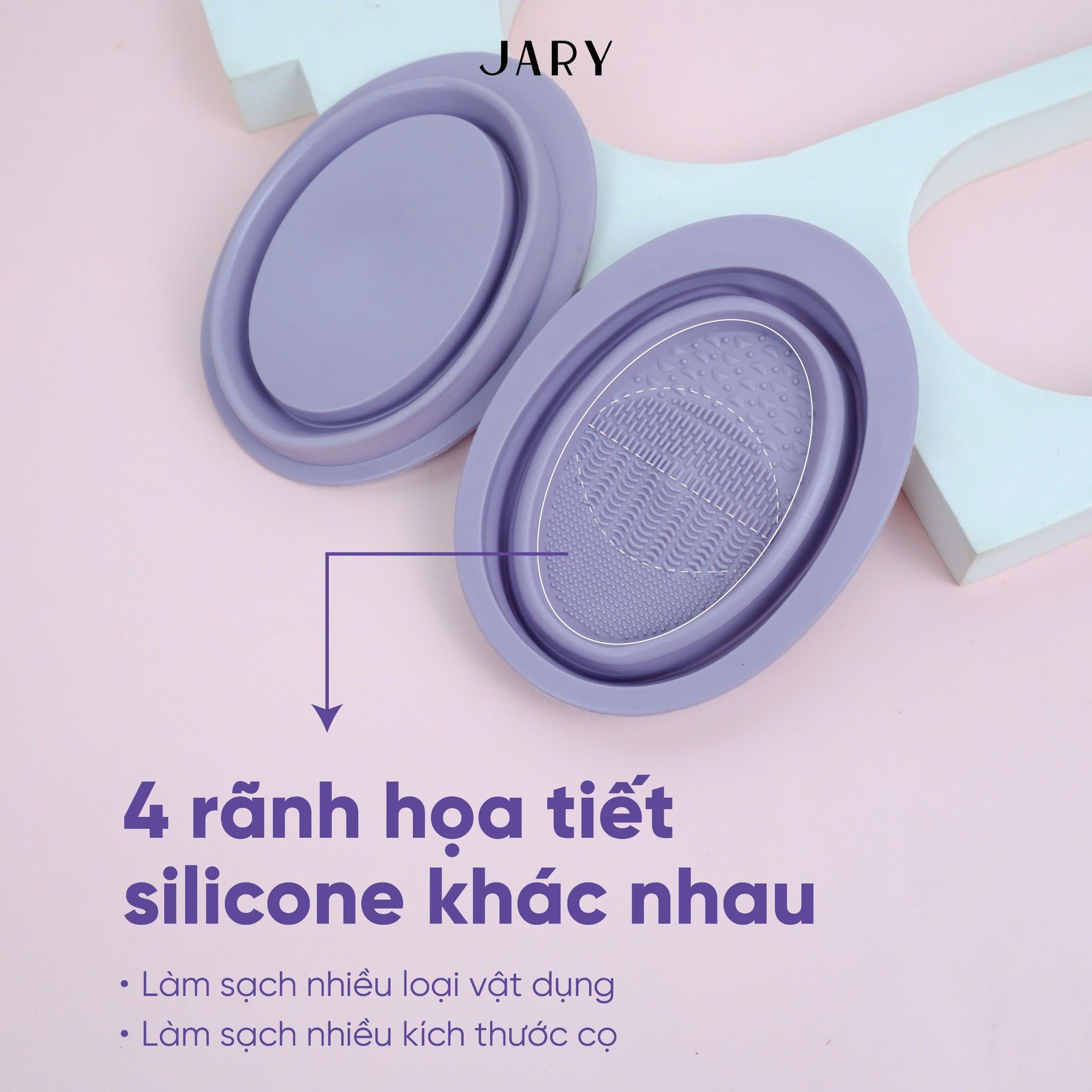 CHẬU LÀM SẠCH CỌ TRANG ĐIỂM BẰNG SILICONE JARY SLICONE MAKEUP BRUSH CLEANING