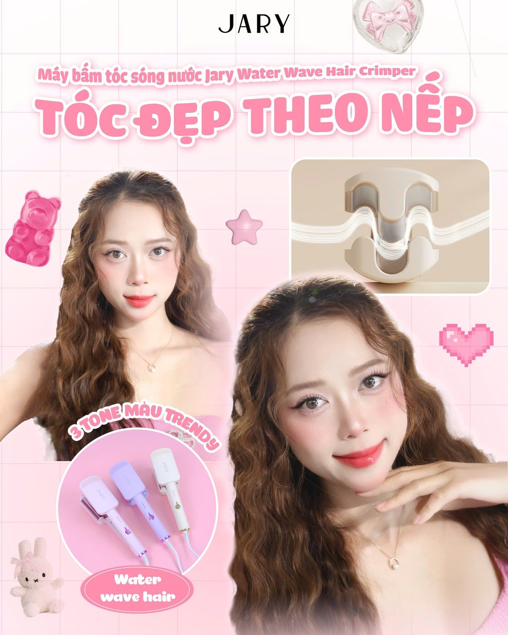 MÁY BẤM TÓC SÓNG NƯỚC JARY WATER WAVE HAIR CRIMPER - TONE BE