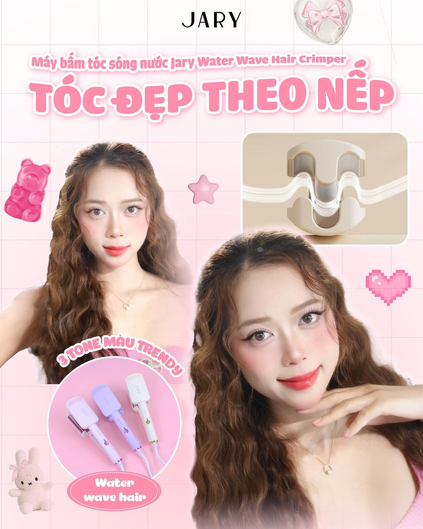 MÁY BẤM TÓC SÓNG NƯỚC JARY WATER WAVE HAIR CRIMPER - TONE TÍM