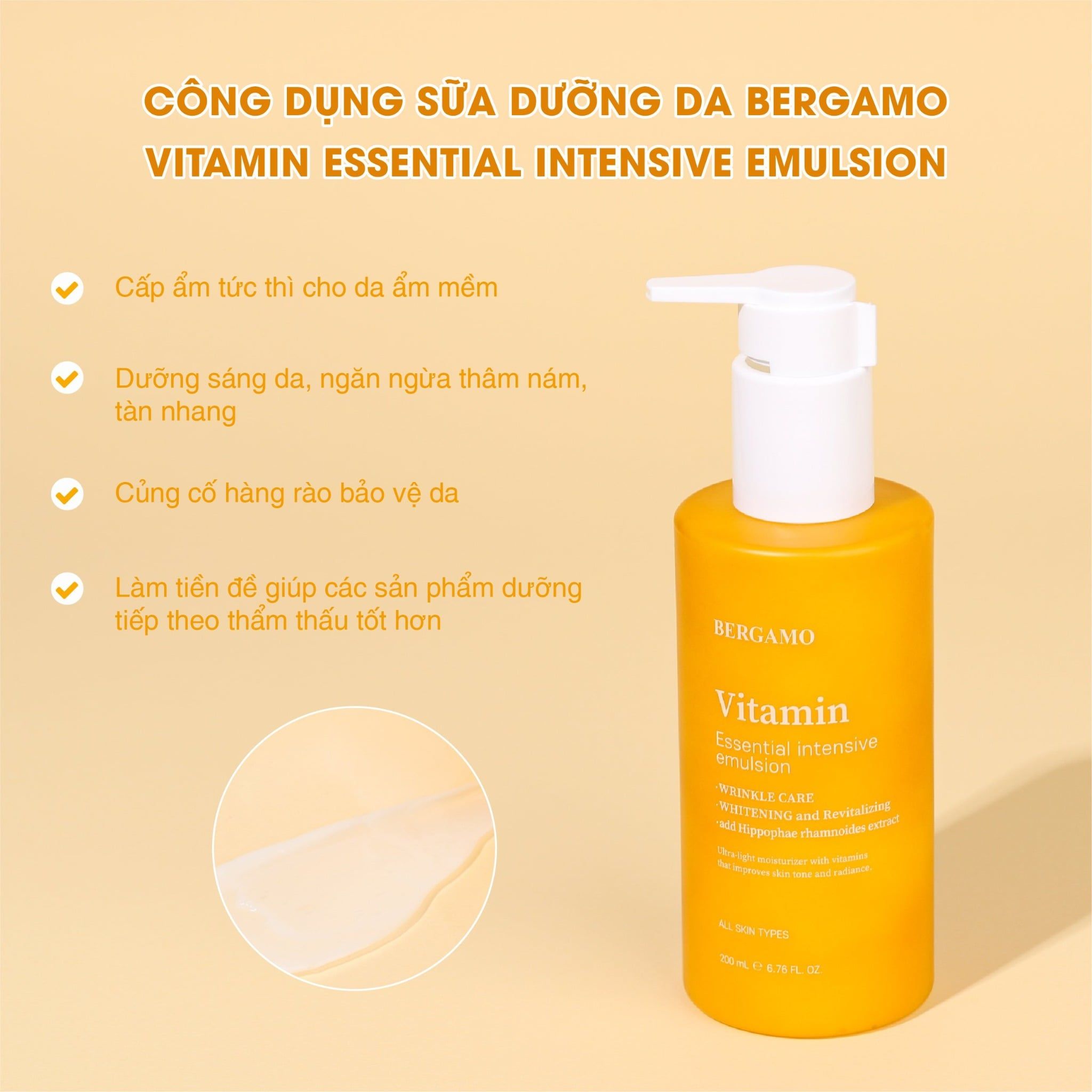 SỮA DƯỠNG DA BERGAMO VITAMIN ESSENTIAL INTENSIVE EMULSION 200ML