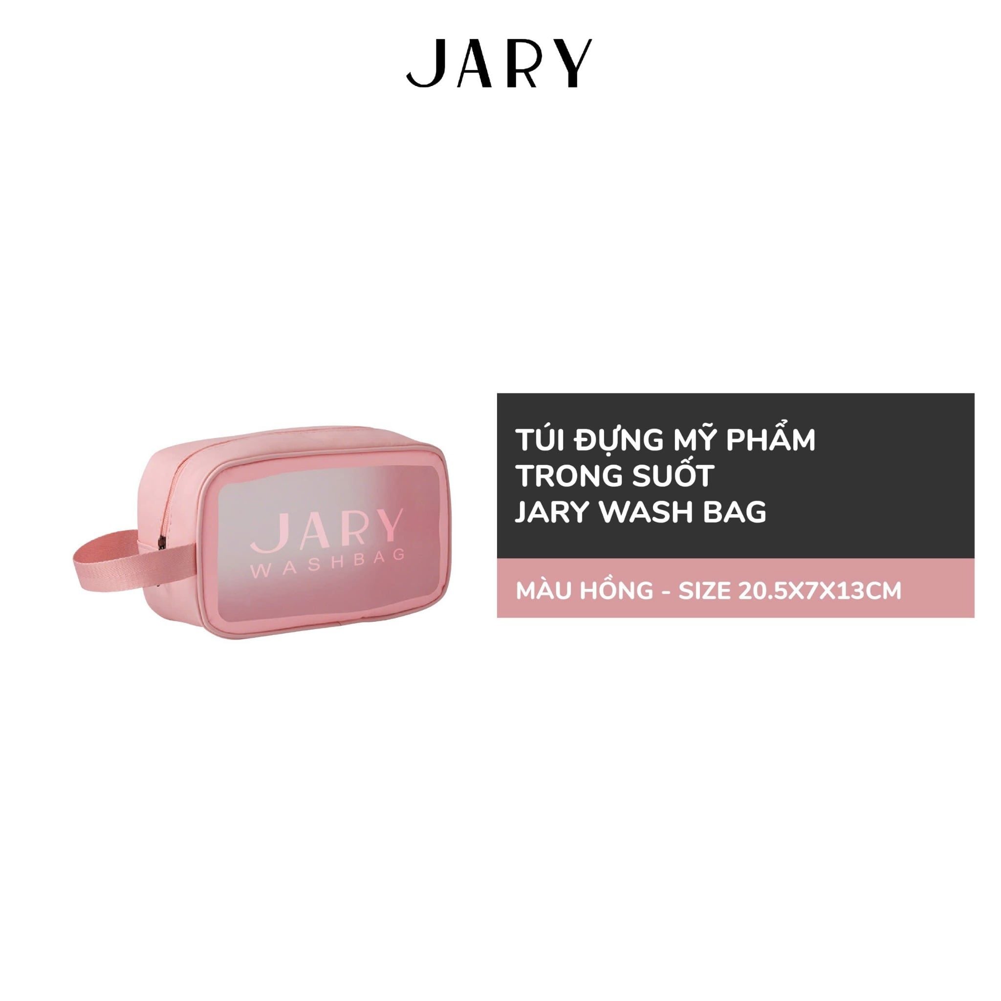 TÚI ĐỰNG MỸ PHẨM TRONG SUỐT JARY WASH BAG - MÀU HỒNG - SIZE S