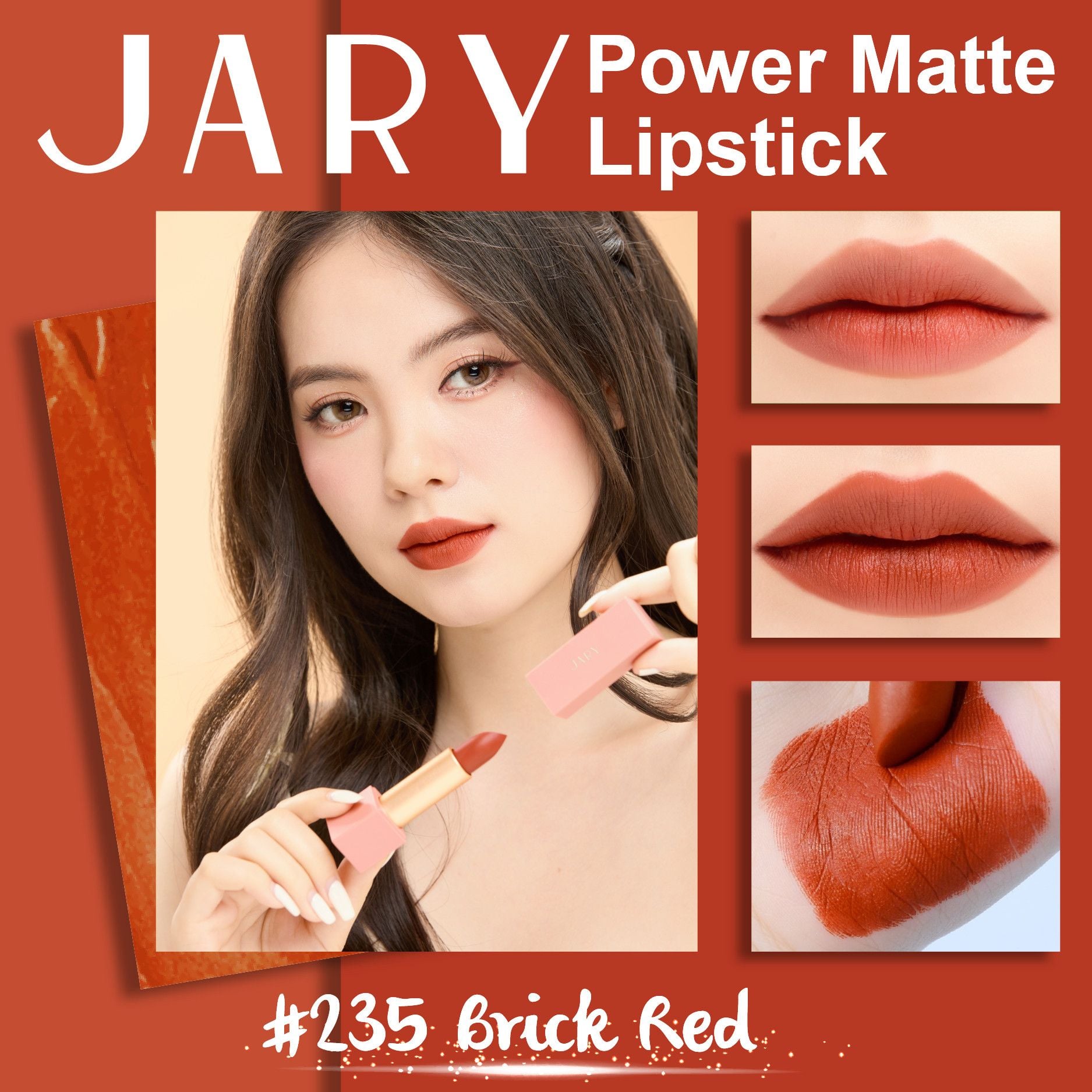 SON THỎI LÌ JARY POWER MATTE LIPSTICK 235 BRICK RED - ĐỎ NÂU