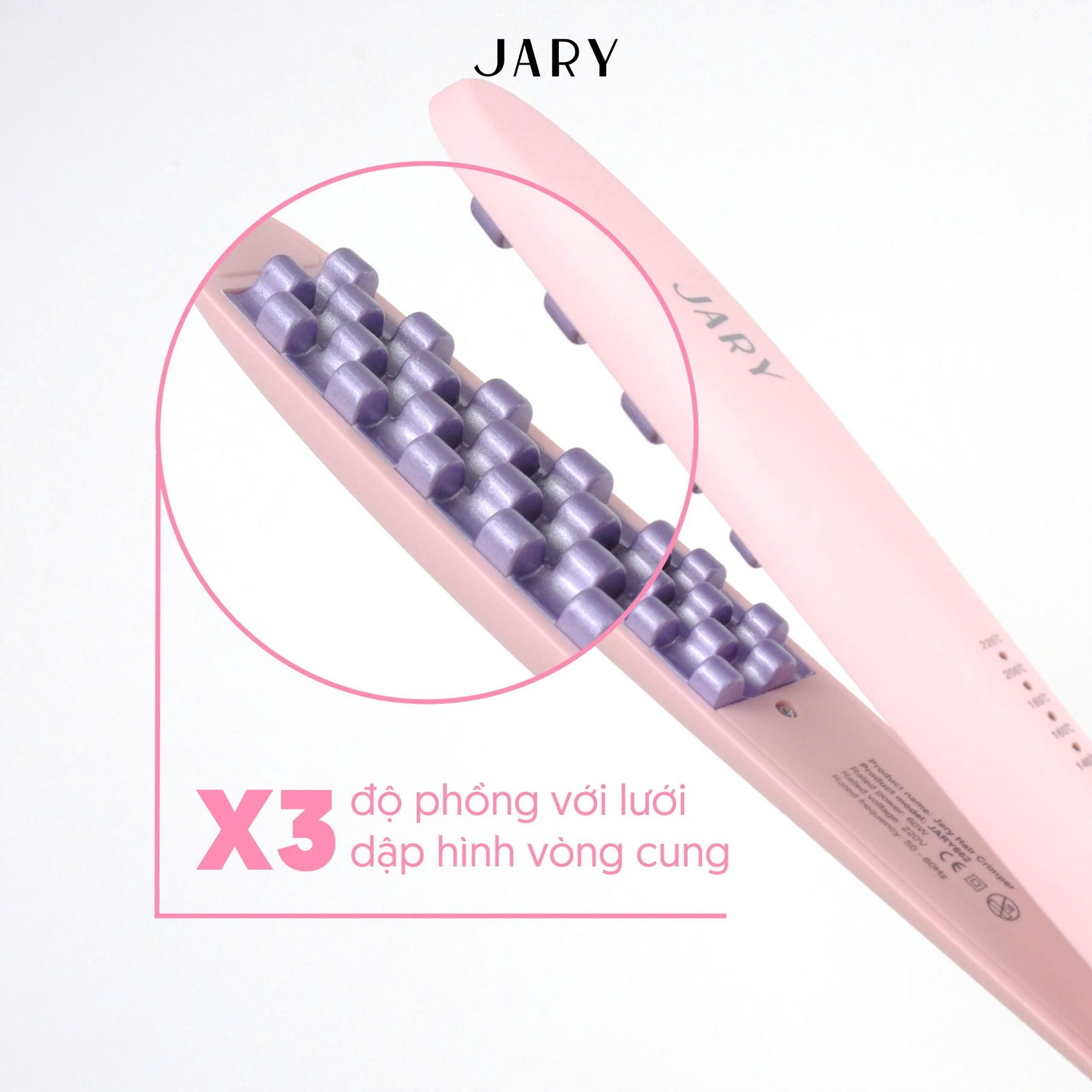 MÁY BẤM TÓC JARY HAIR CRIMPER - TONE HỒNG