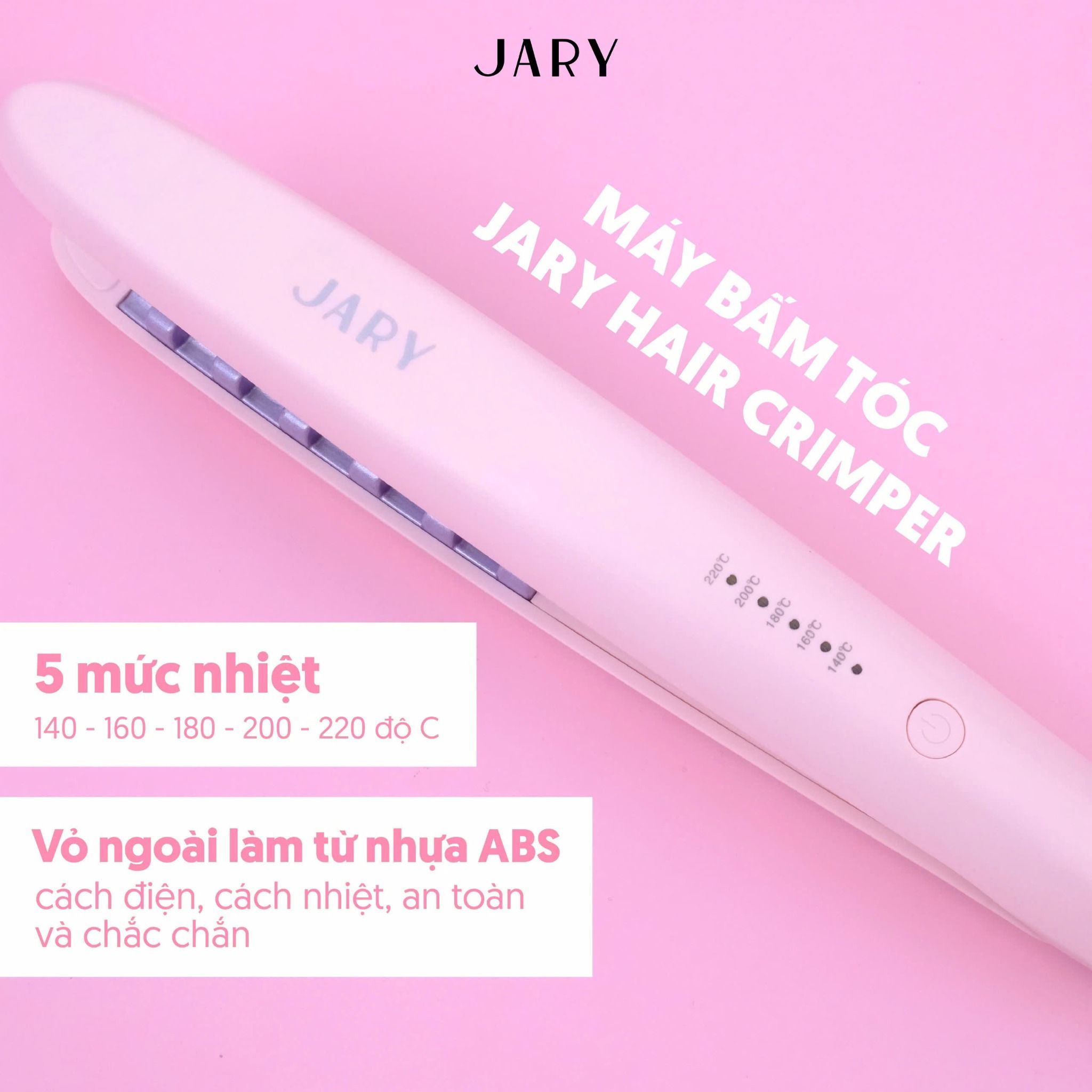 MÁY BẤM TÓC JARY HAIR CRIMPER - TONE HỒNG