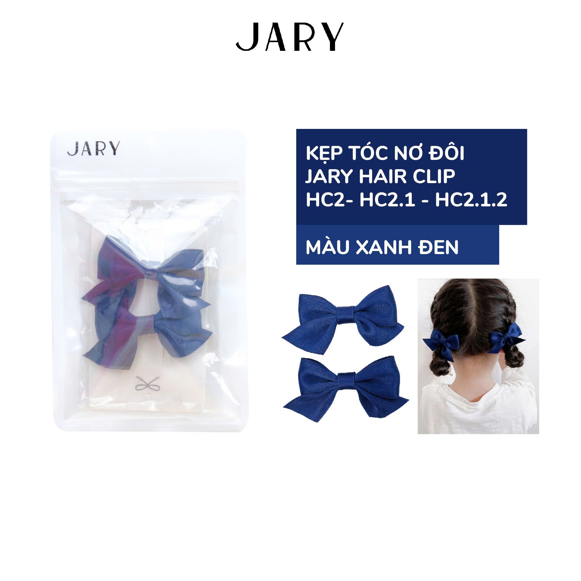 KẸP TÓC NƠ ĐÔI JARY HAIR CLIP - HC2 - HC2.1 - HC2.1.2 - MÀU XANH ĐEN