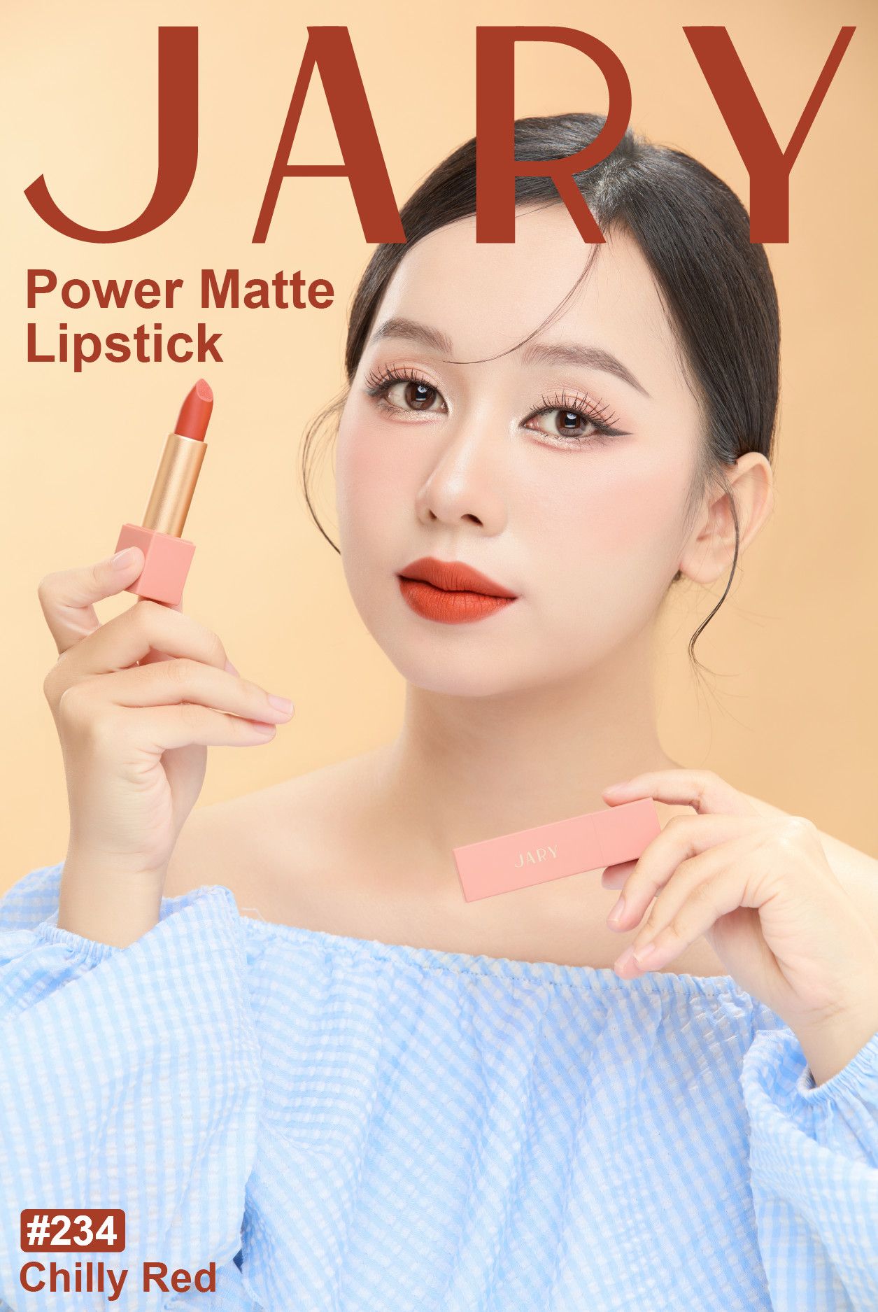 SON THỎI LÌ JARY POWER MATTE LIPSTICK 234 CHILLY RED - CAM CHÁY
