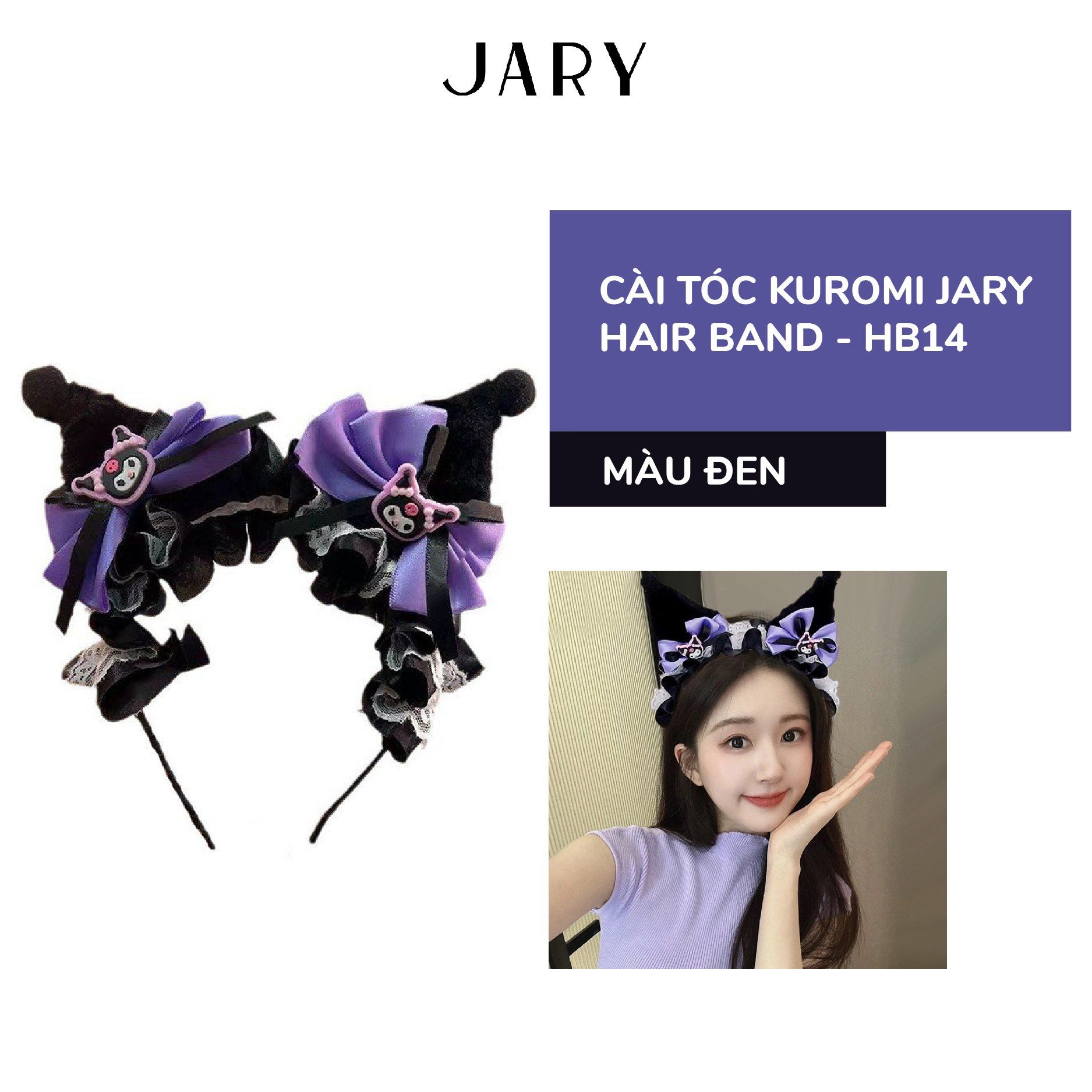 CÀI TÓC KUROMI JARY HAIR BAND - HB14 - MÀU ĐEN