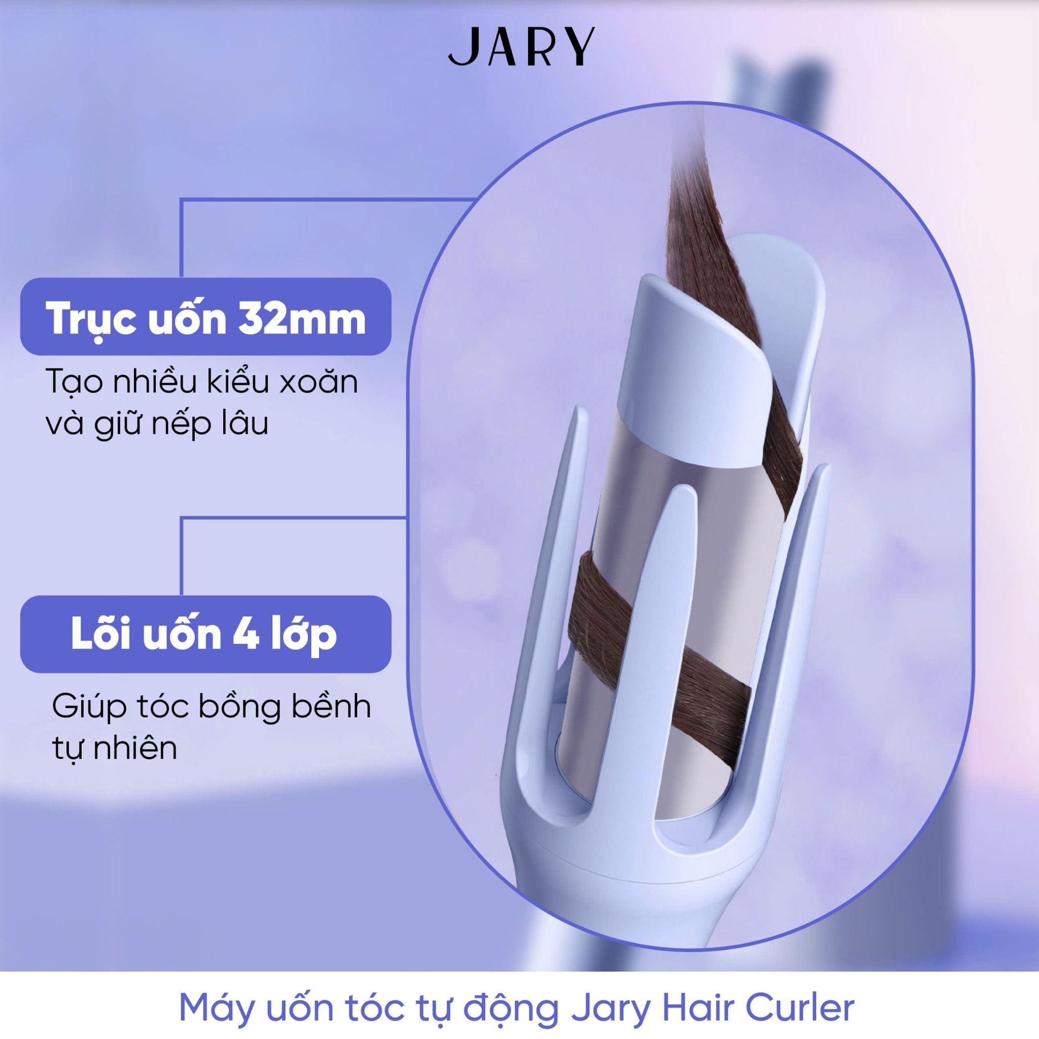 MÁY UỐN TÓC TỰ ĐỘNG JARY HAIR CURLER - TONE XANH TÍM