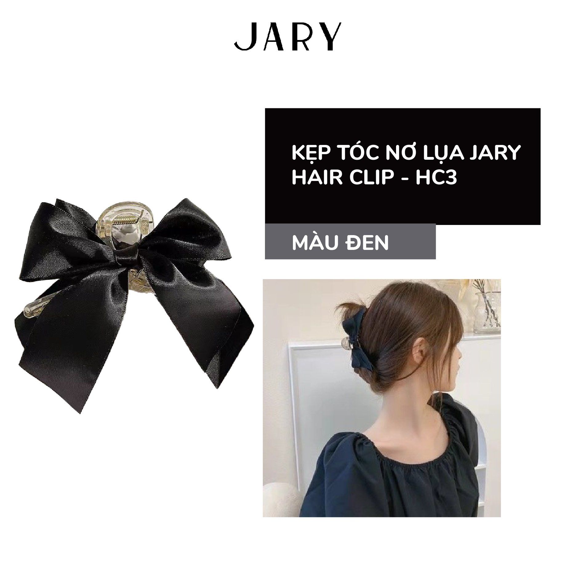 KẸP TÓC NƠ LỤA JARY HAIR CLIP - HC3 - MÀU ĐEN