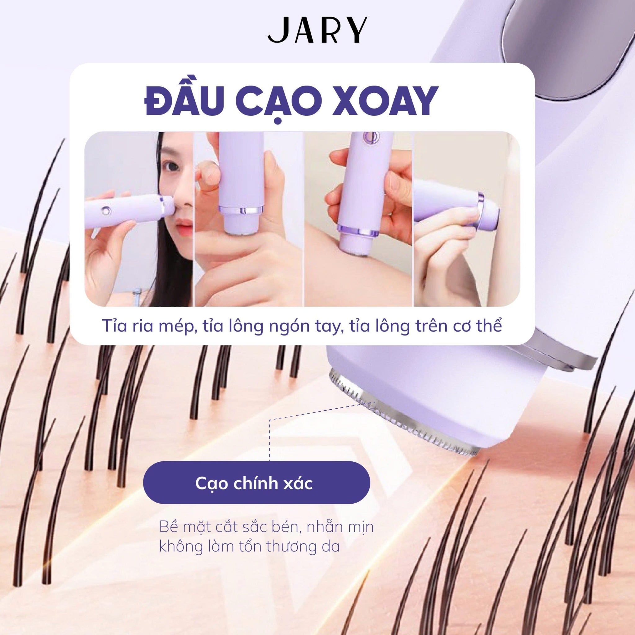 MÁY CẠO LÔNG 2 ĐẦU JARY GLOW DUO HAIR REMOVER - MÀU TÍM