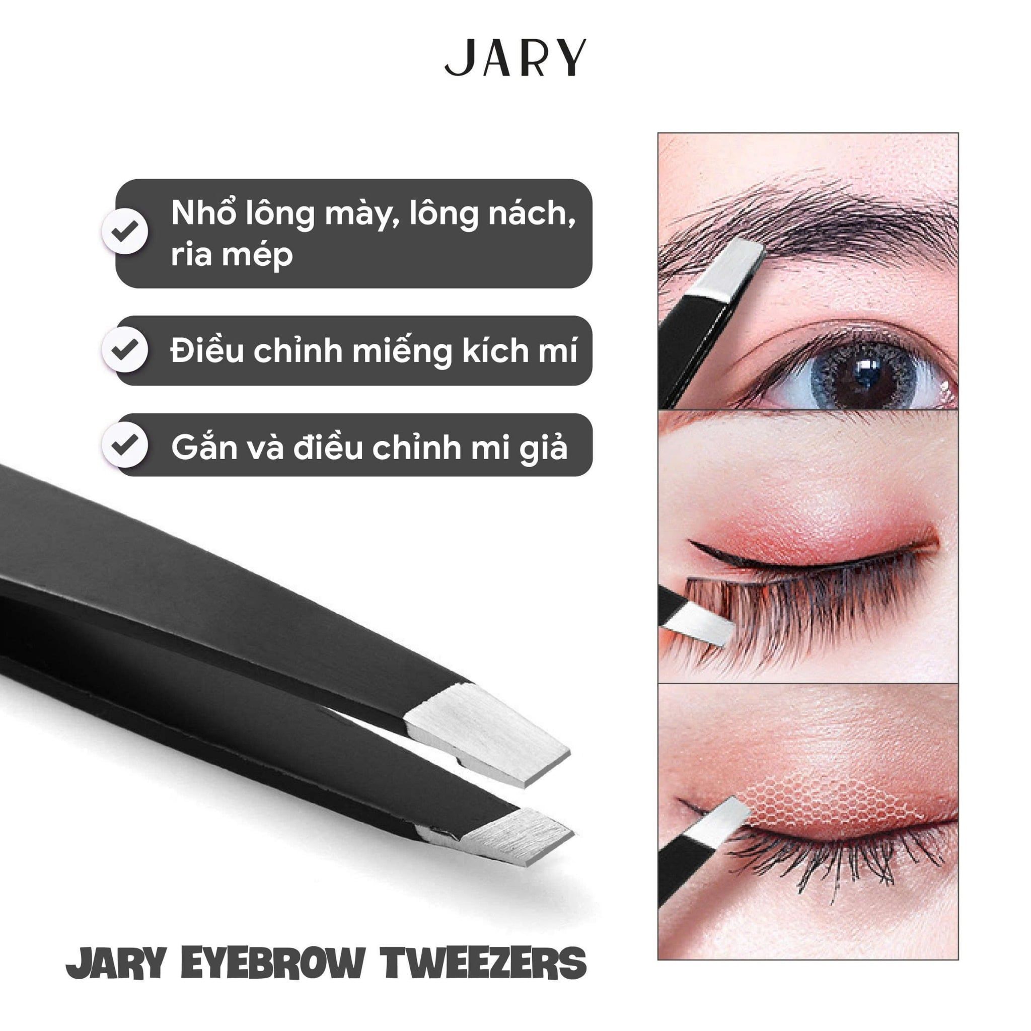 NHÍP NHỔ LÔNG MÀY ĐẦU BẰNG JARY EYEBROW TWEEZERS - B02