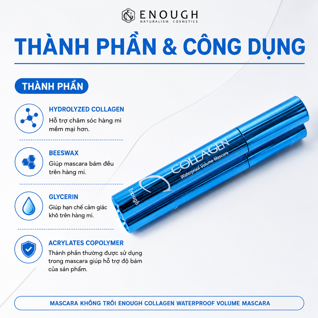 MASCARA KHÔNG TRÔI ENOUGH COLLAGEN WATERPROOF VOLUME MASCARA