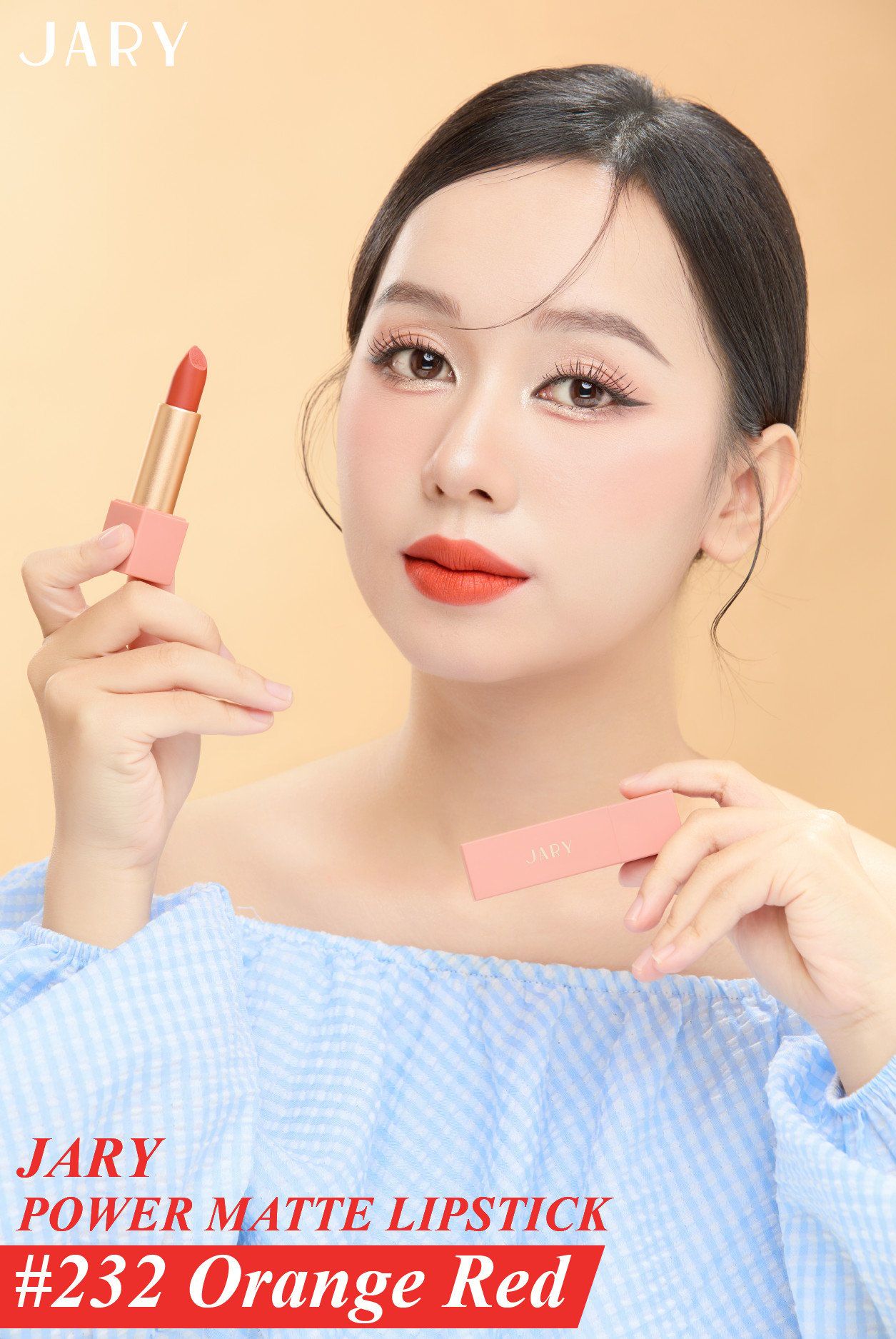 SON THỎI LÌ JARY POWER MATTE LIPSTICK 232 ORANGE RED - ĐỎ CAM