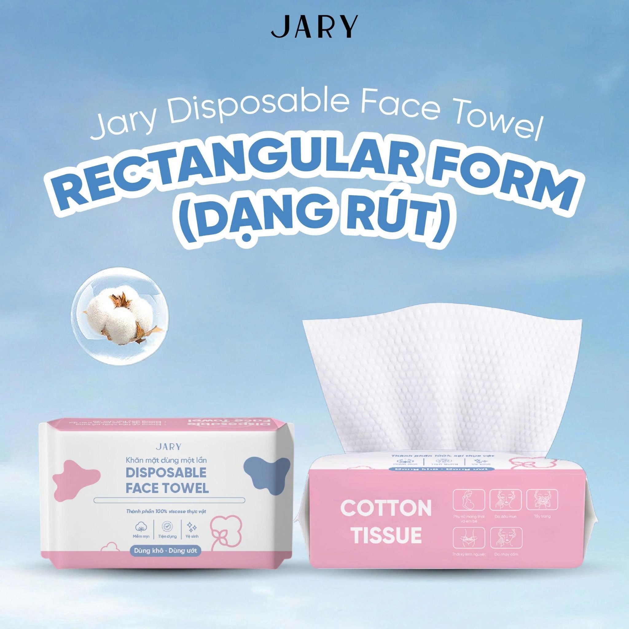 KHĂN MẶT DÙNG MỘT LẦN JARY DISPOSABLE FACE TOWEL - DẠNG RÚT