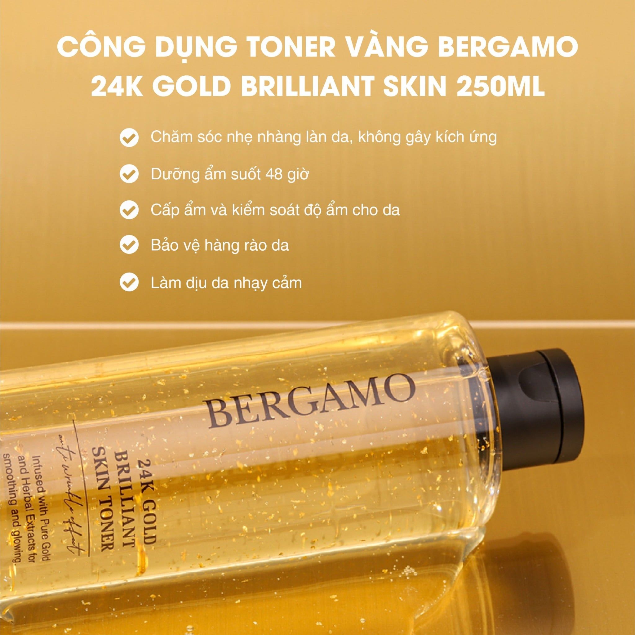 TONER VÀNG BERGAMO 24K GOLD BRILLIANT SKIN 250ML