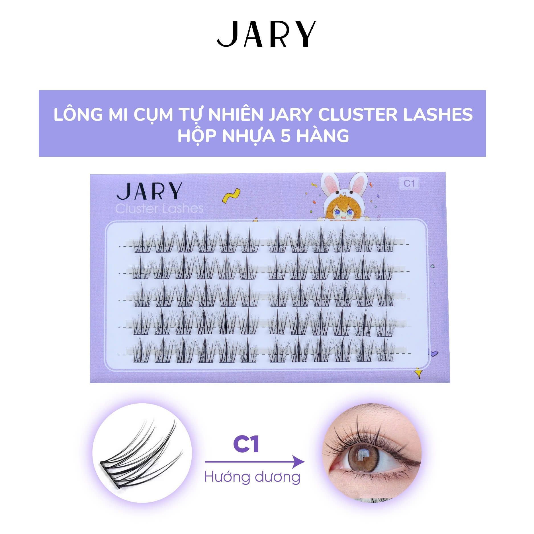 LÔNG MI CỤM TỰ NHIÊN JARY CLUSTER LASHES HỘP NHỰA 5 HÀNG - C1 HƯỚNG DƯƠNG