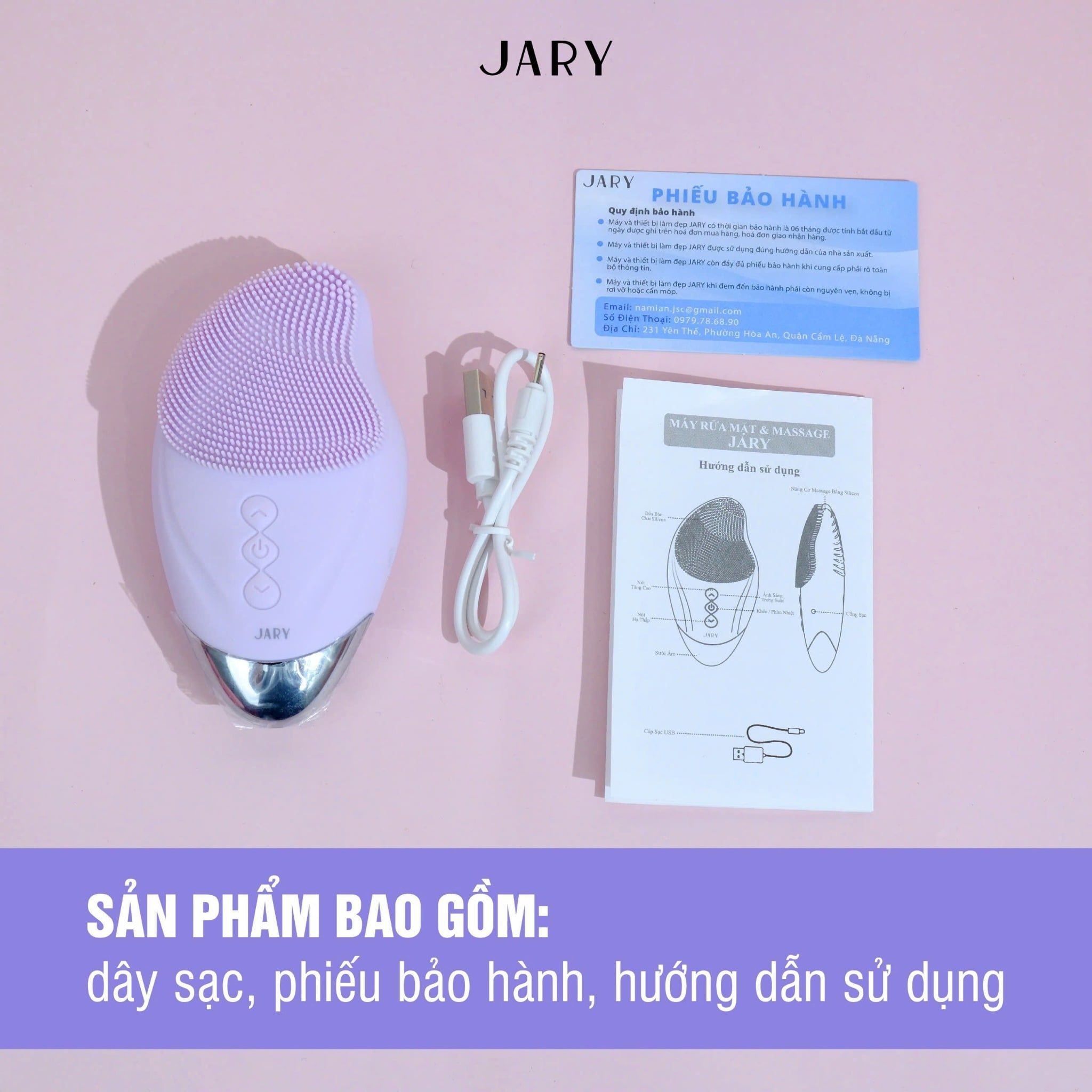MÁY RỬA MẶT JARY FACIAL CLEANSING & MASSAGING DEVICE - MÀU TÍM