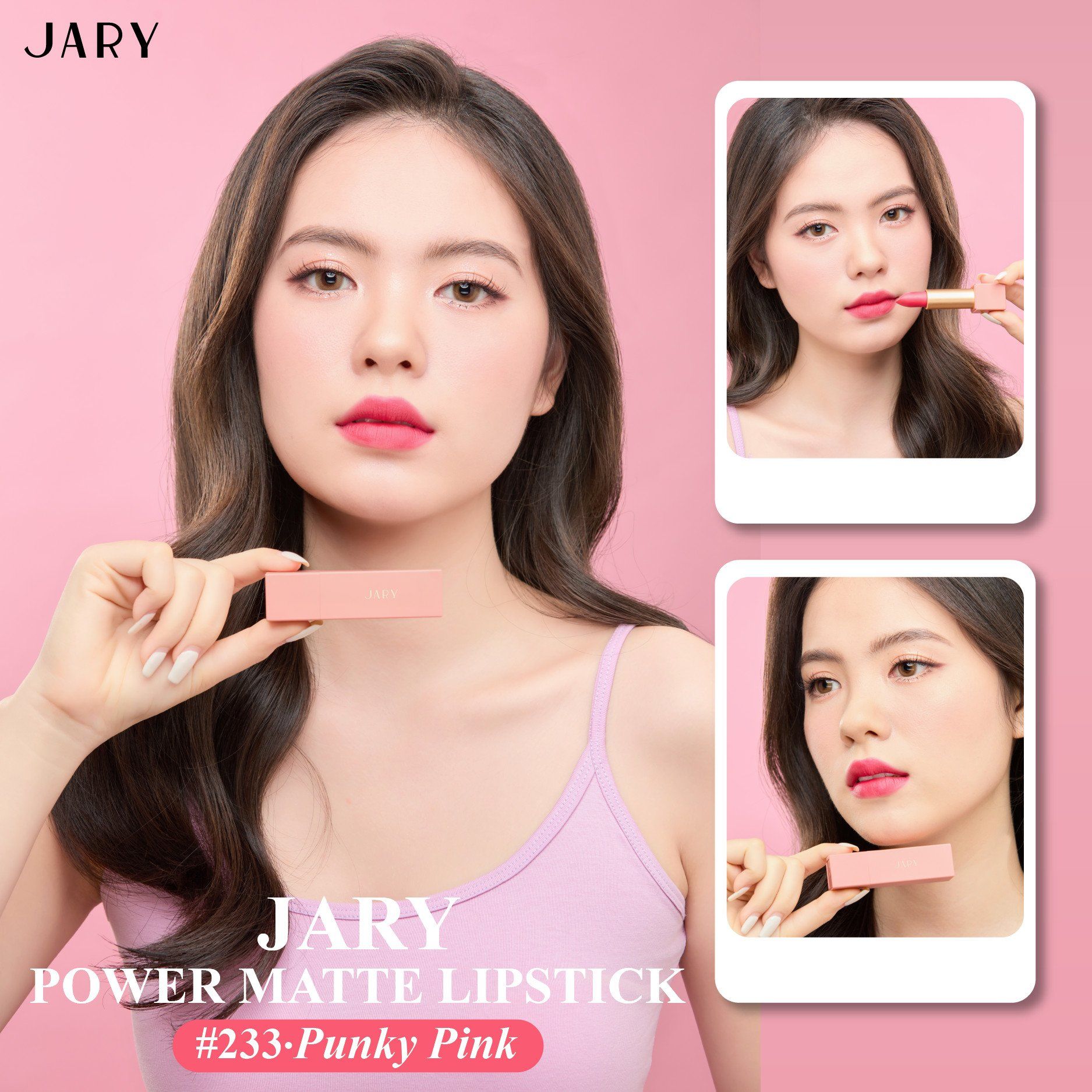 SON THỎI LÌ JARY POWER MATTE LIPSTICK 233 PUNKY PINK - HỒNG ĐỎ